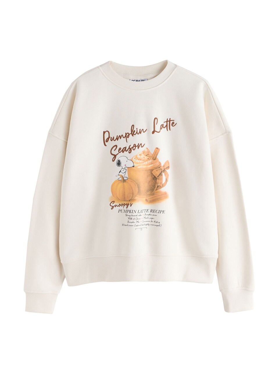 Sweatshirt 'Pumpkin Latte Snoopy Licence' ecru / brun / ljusbrun
