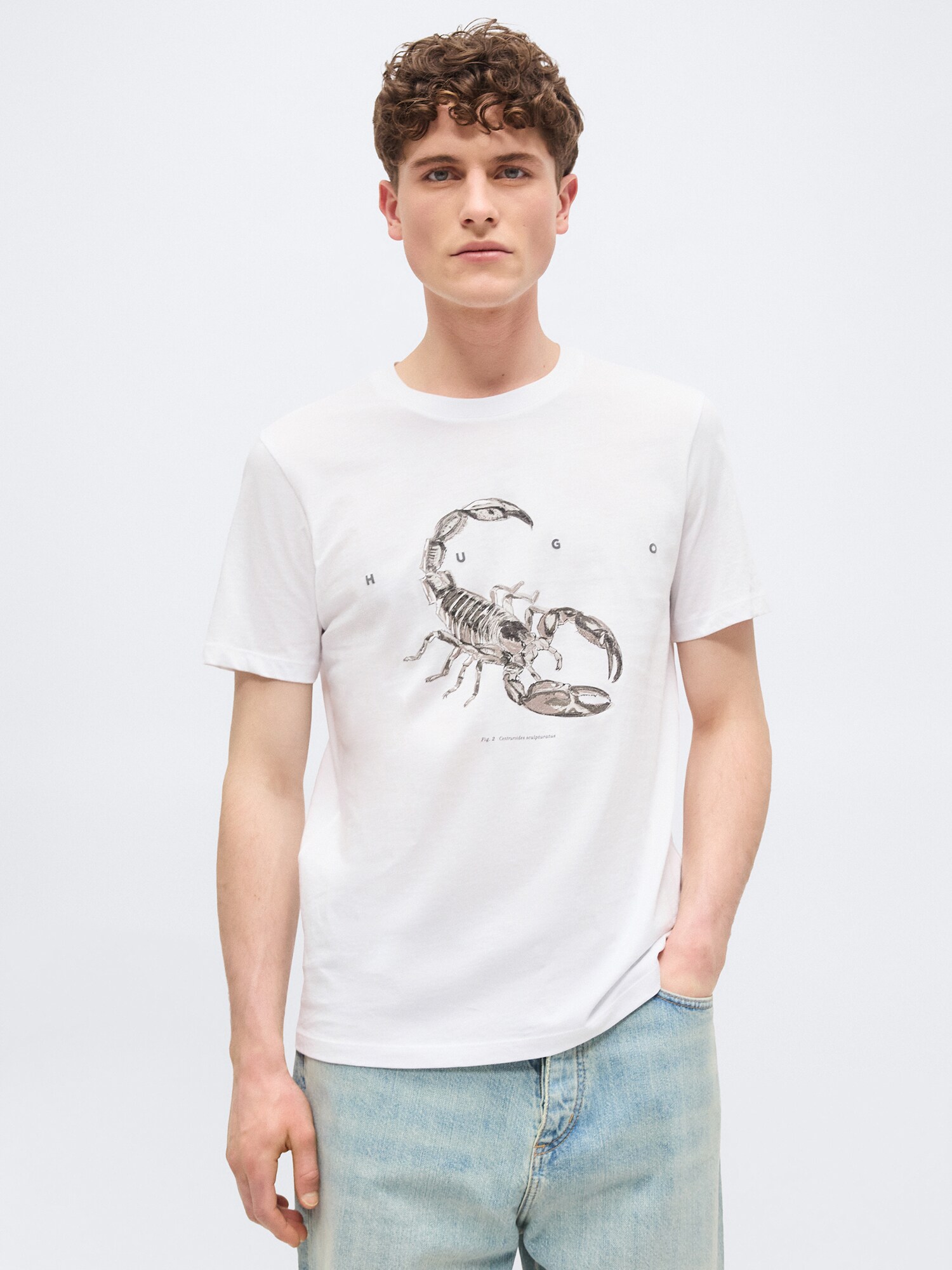 HUGO Camiseta 'Discorb'  taupe / color barro / blanco – imagen 3
