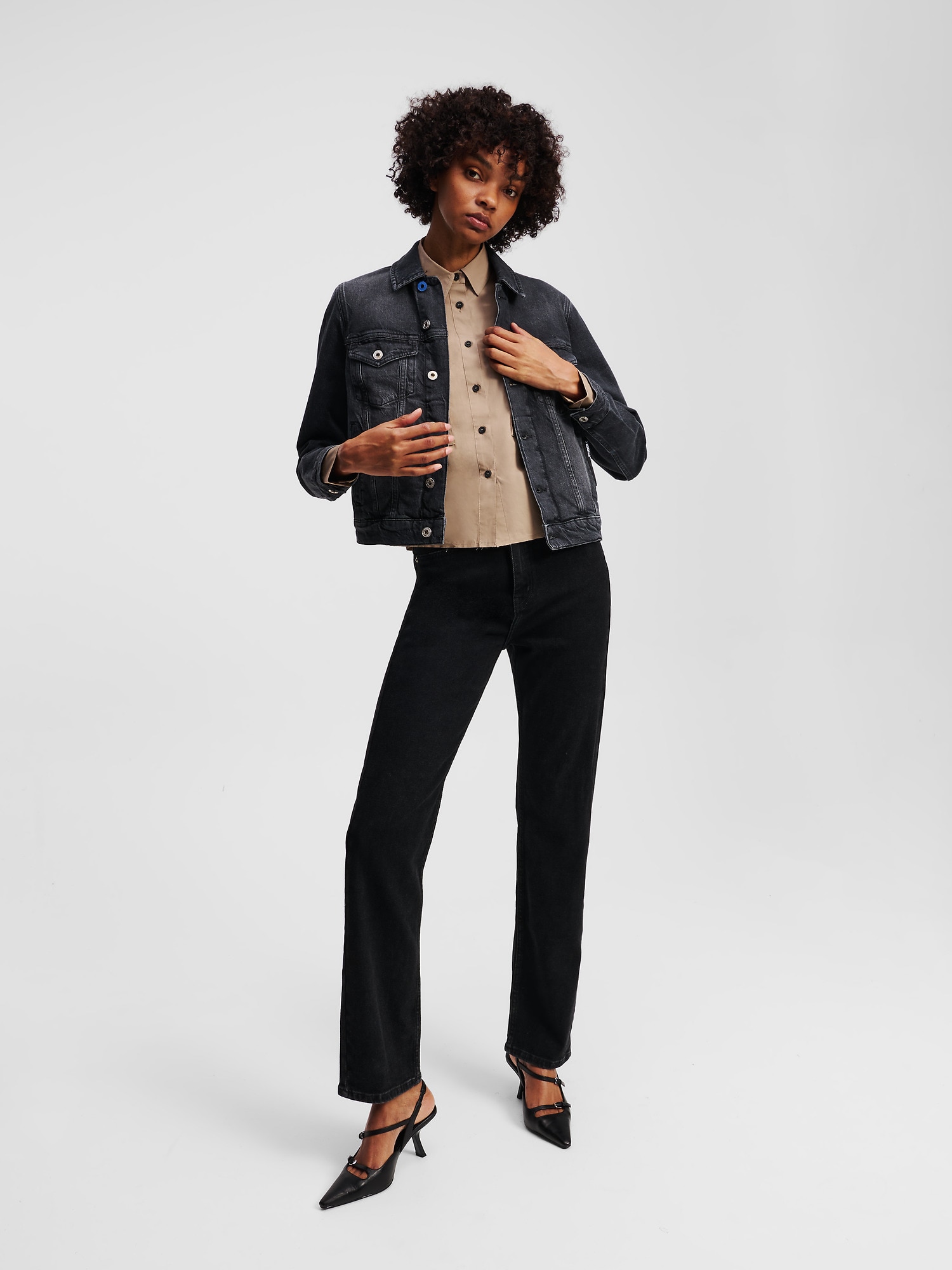 KARL LAGERFELD JEANS Geacă de primăvară-toamnă  JEANSJACKE MIT REGULÄRER PASSFORM   gri