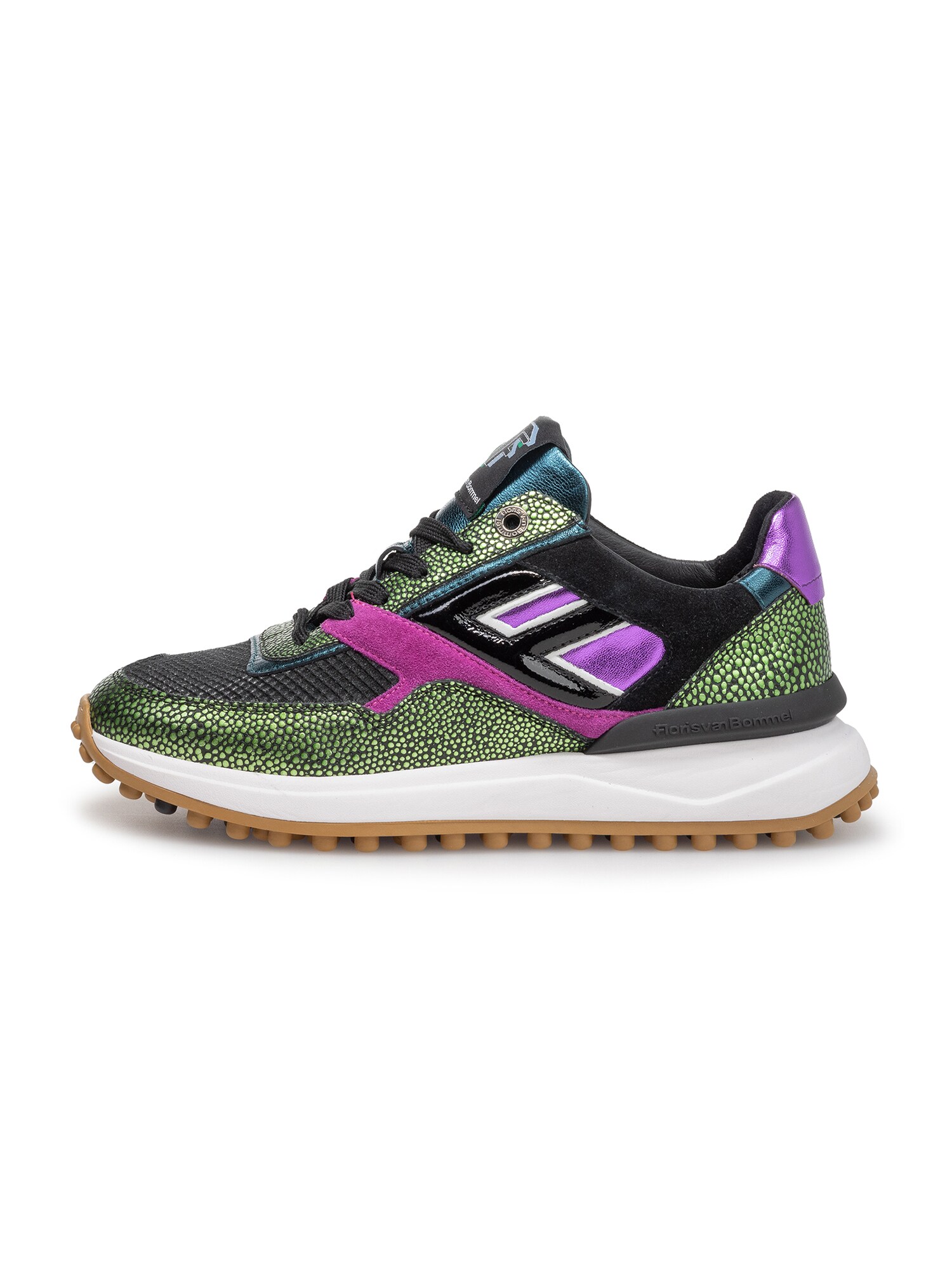 Floris Van Bommel Sneakers Laag 'Noppi 36' Groen / Lila / Neonlila / Zwart