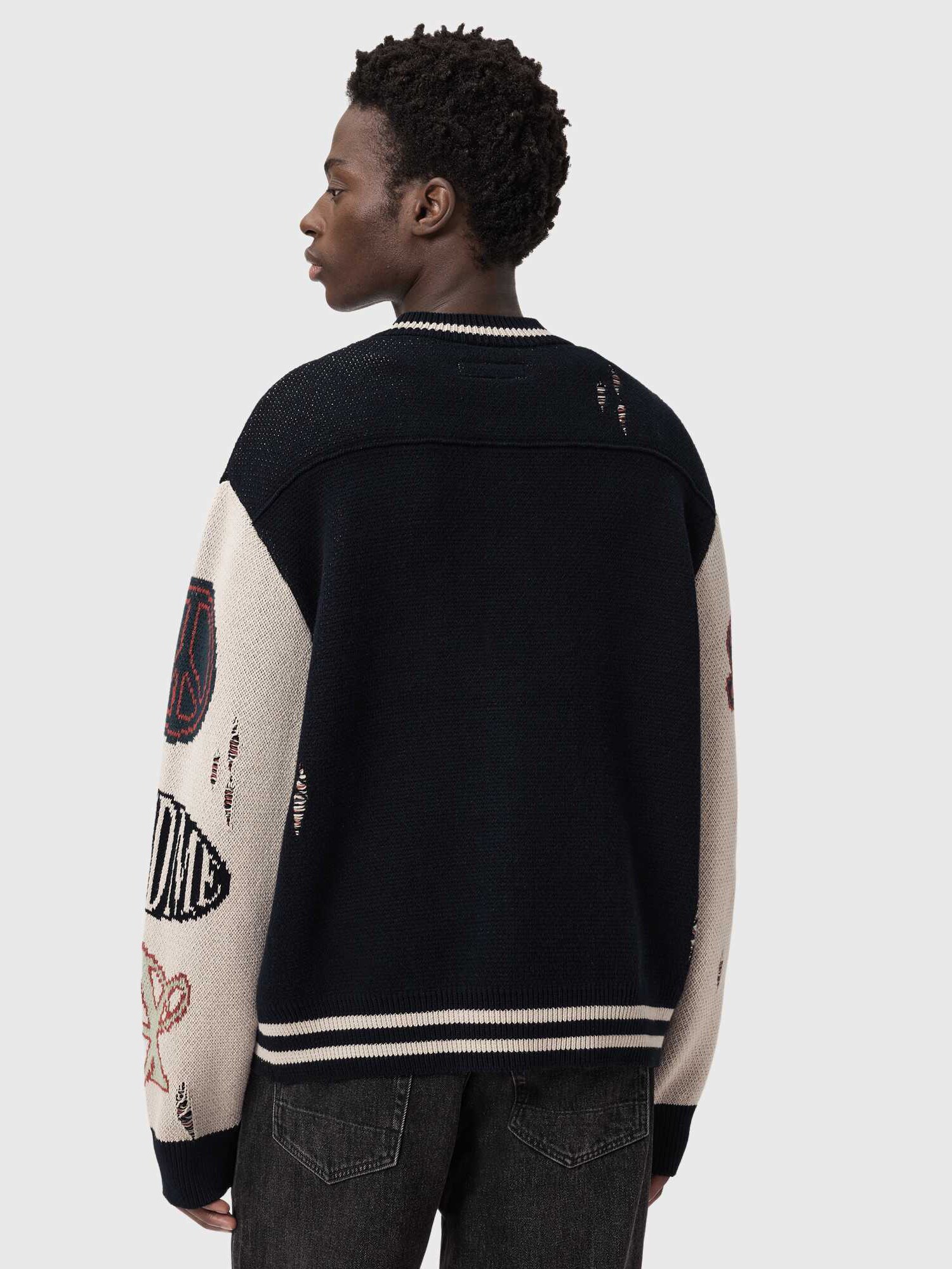 AllSaints Cárdigan 'CHASE'  crema / azul paloma / rojo oscuro / negro – imagen 4