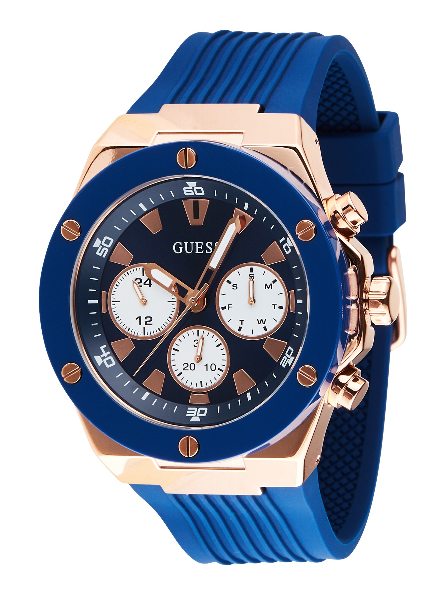 GUESS Analoginis (įprastinio dizaino) laikrodis 'POSEIDON'  auksas / mėlyna