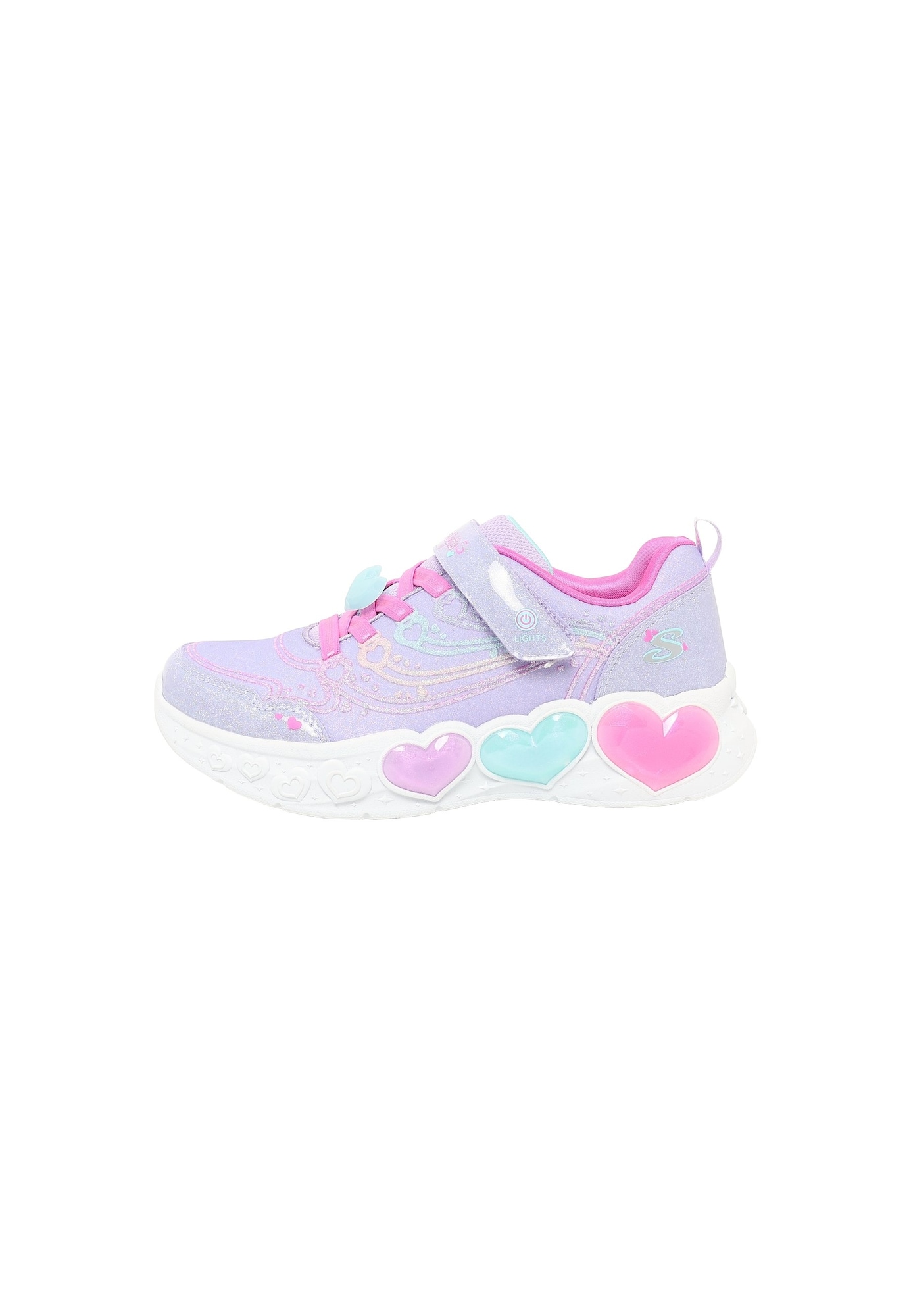 SKECHERS Sneaker ENCHANTED HEART LIGHTS albastru aqua / mov lavandă / roz / roz