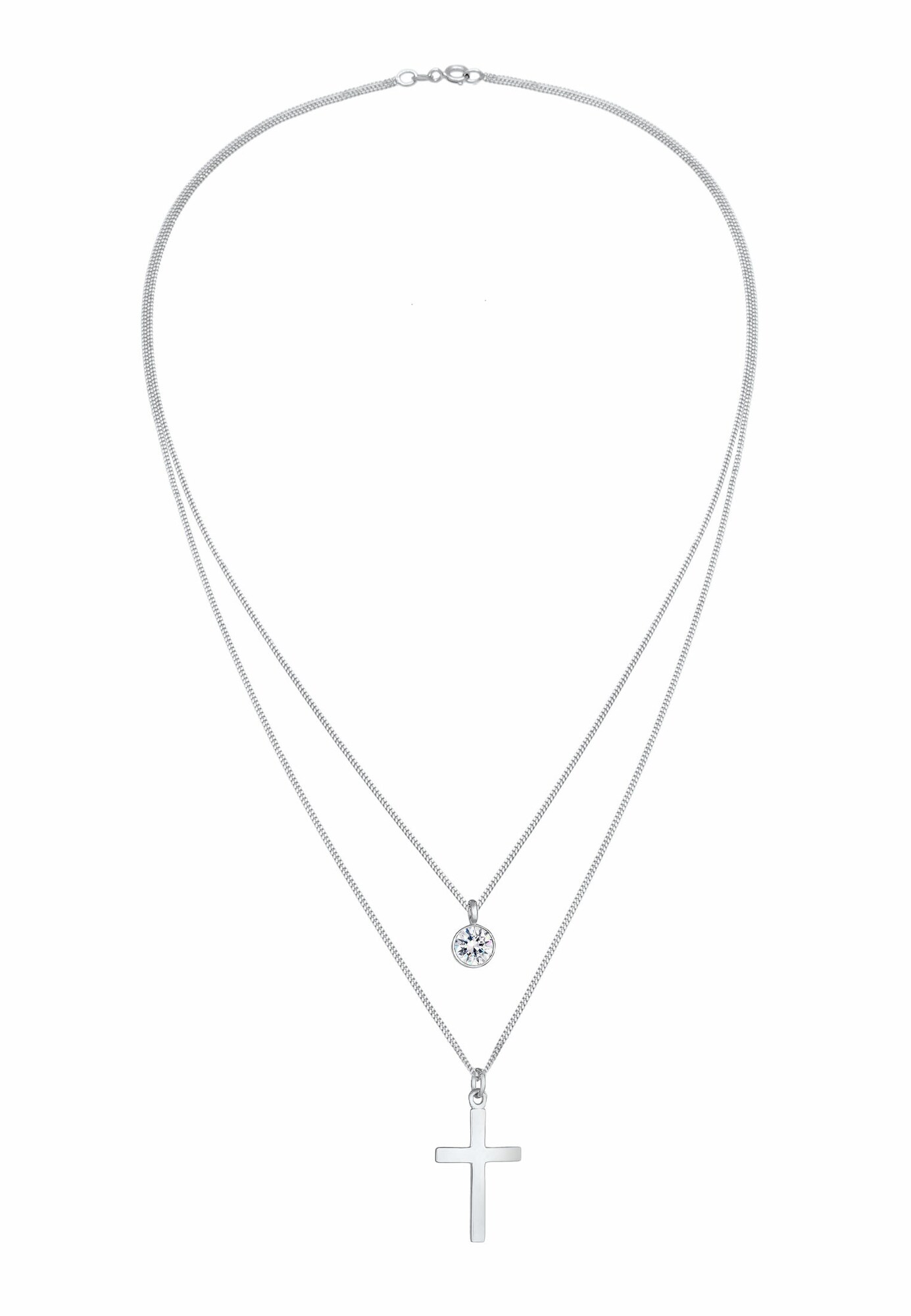 ELLI Lanțuri Layer Kreuz  argintiu