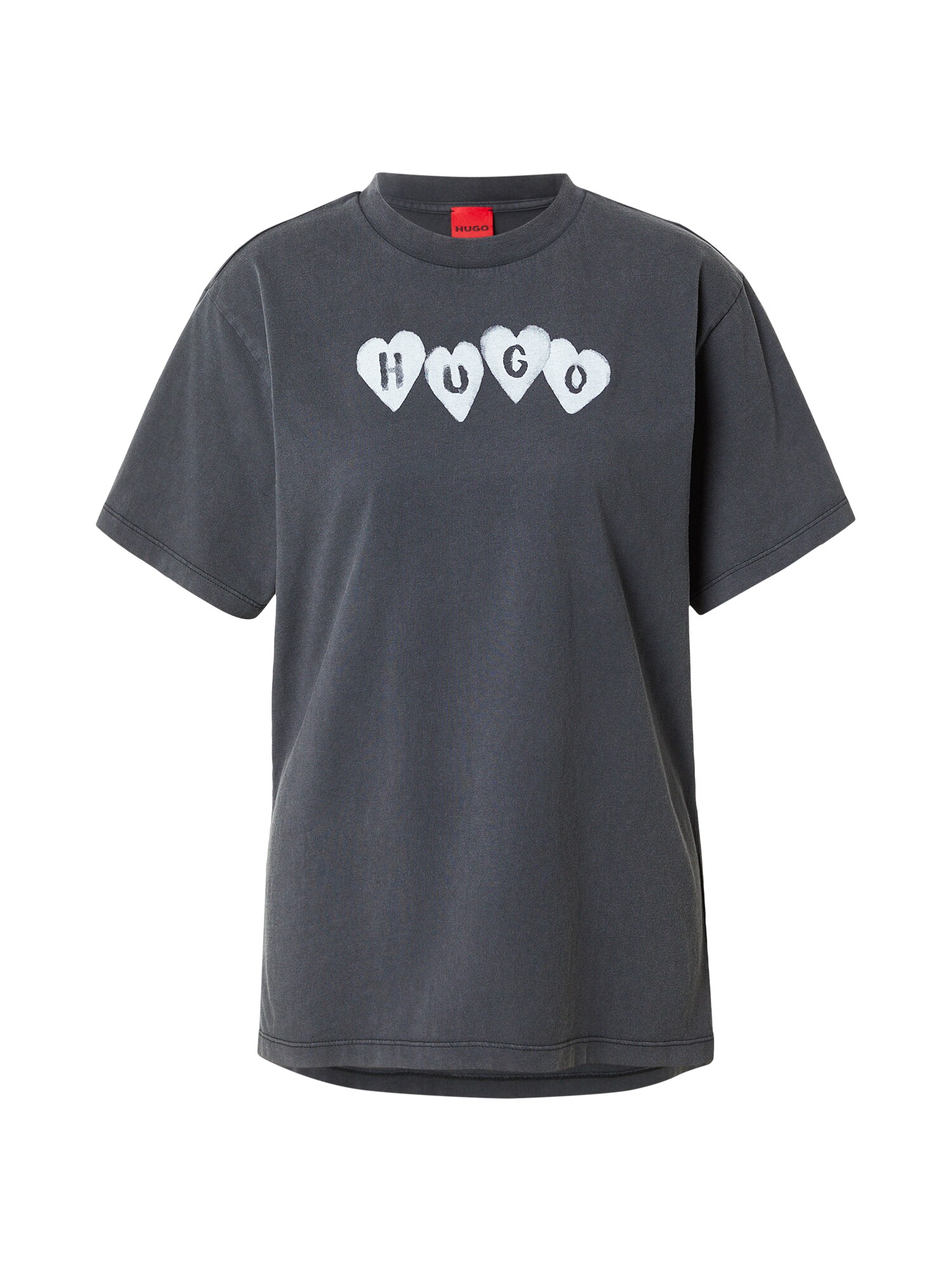 HUGO Tricou  gri deschis / negru