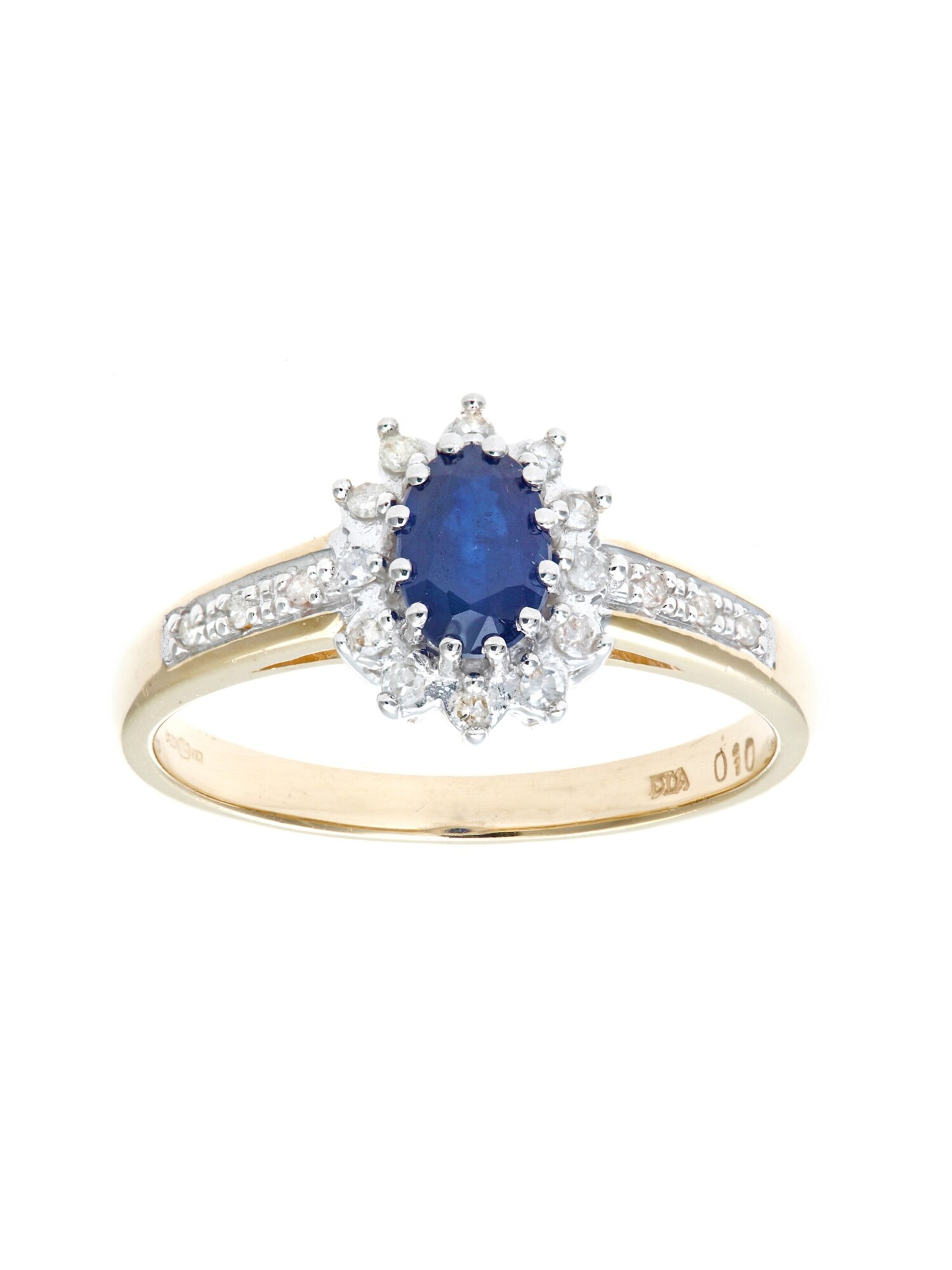 DIAMANT LETERNEL Prsten 'Cluster-Ring aus 375 Gelbgold mit Diamant mit Saphir' zlatna