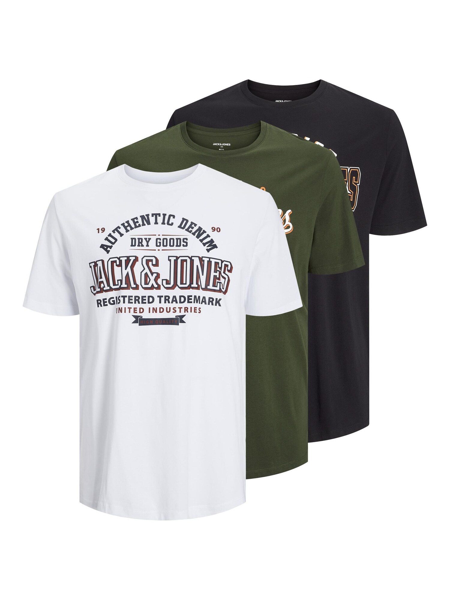 JACK & JONES Tričko  námornícka modrá / tmavozelená / biela