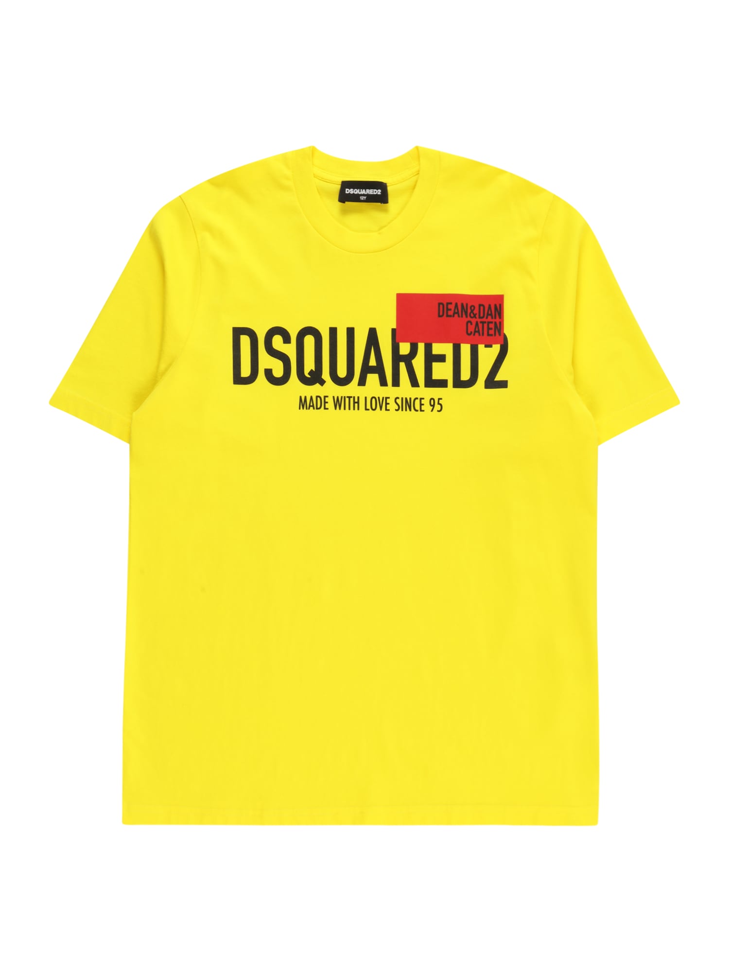 DSQUARED2 Marškinėliai geltona / tamsiai raudona / juoda
