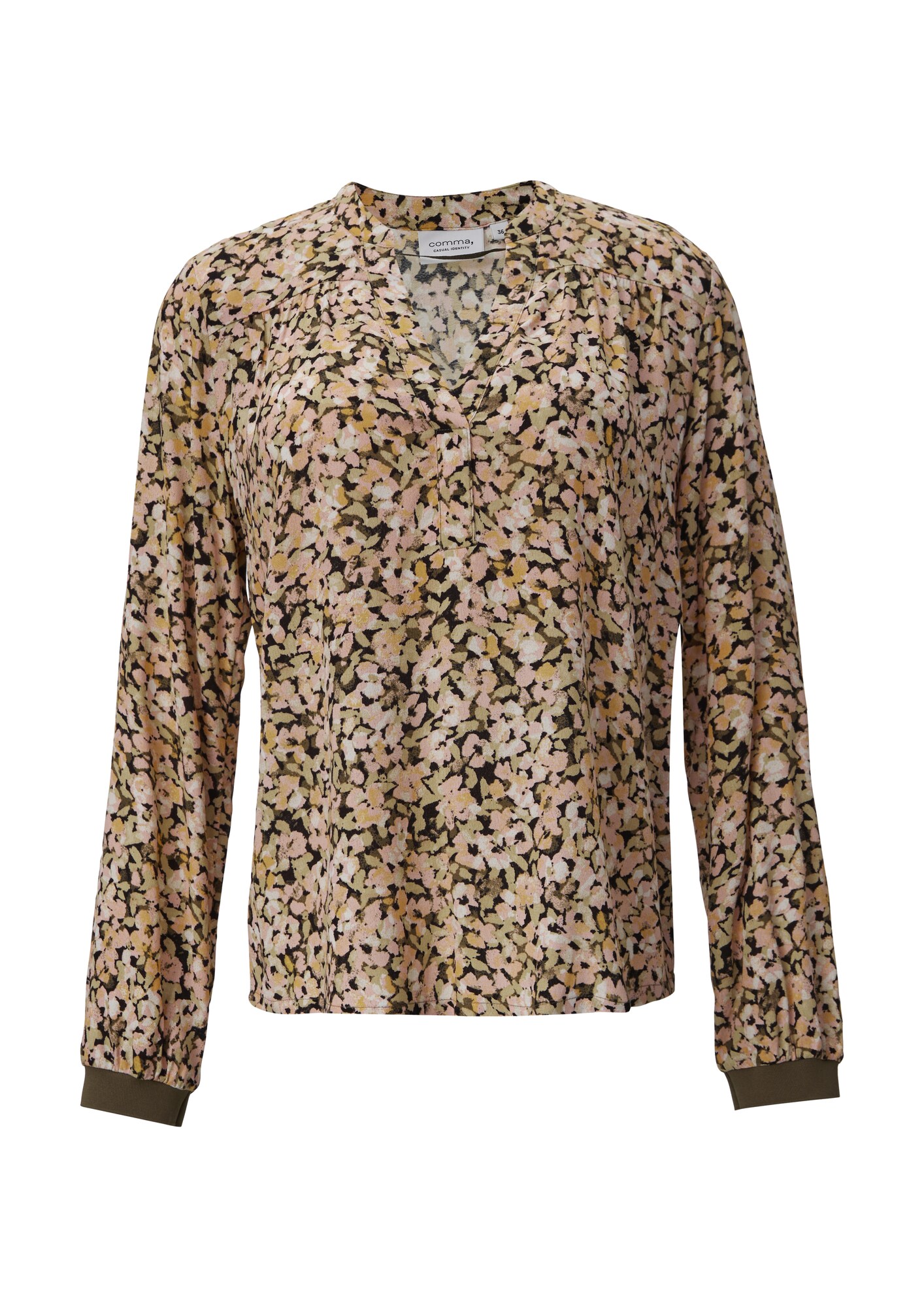 comma casual identity Blúzka  tmavobéžová / svetlozelená / broskyňová / čierna