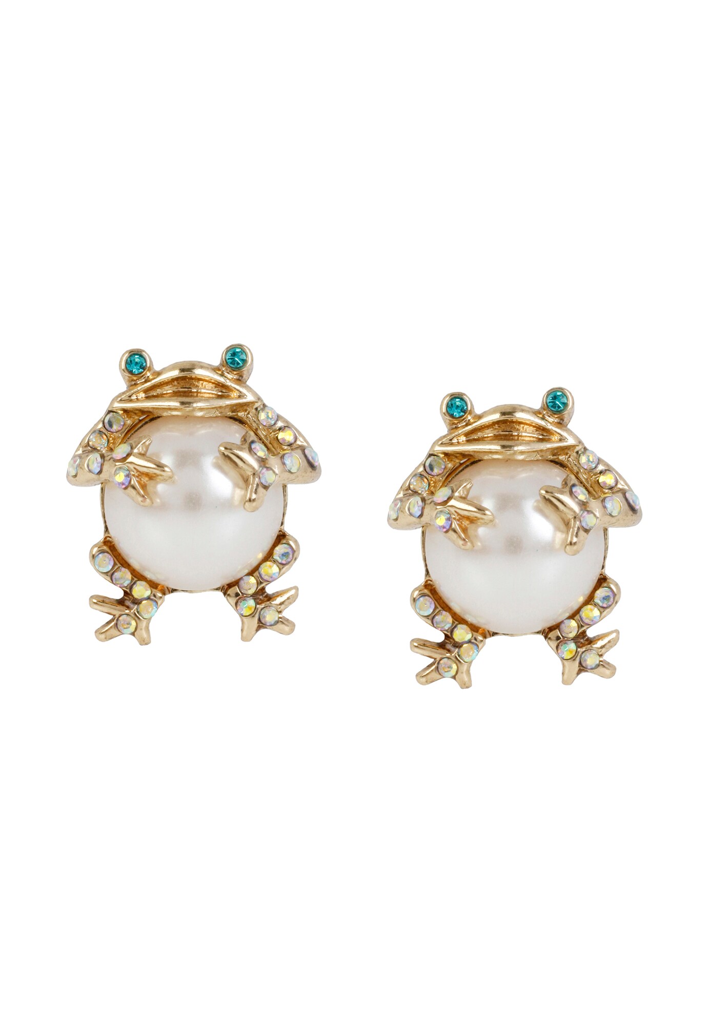 Betsey Johnson Náušnice 'Pearl Frog'  zlatá / biela