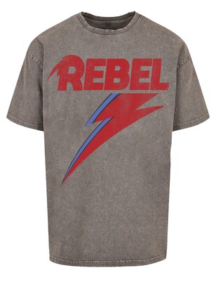 F4NT4STIC Shirt ‘David Bowie Distressed Rebel’ Donkergrijs