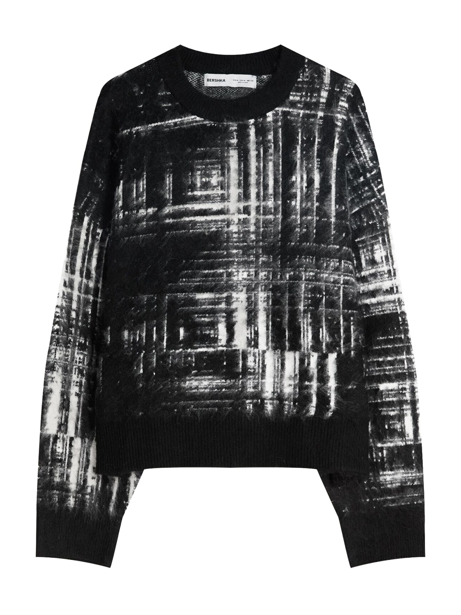 Bershka Pulover  negru / alb