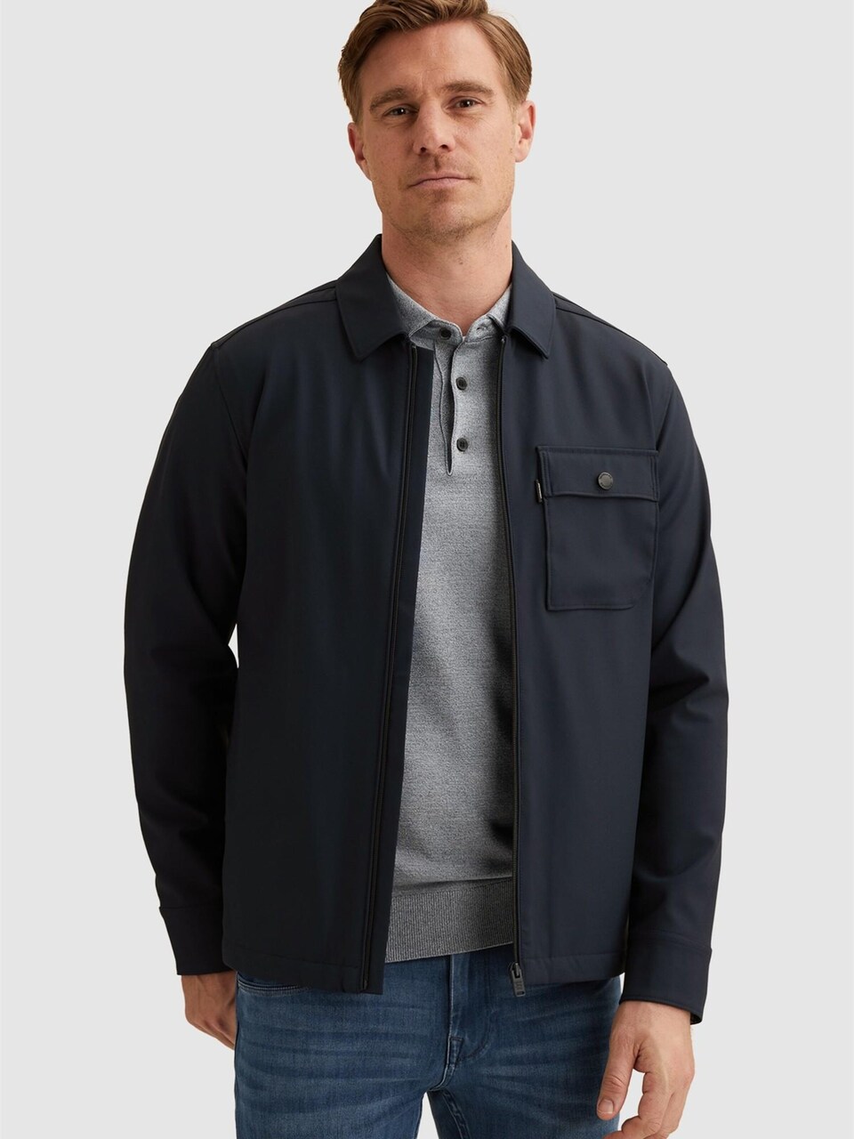 T-shirt 'Overshirt with zipper closure and bi-stretch'