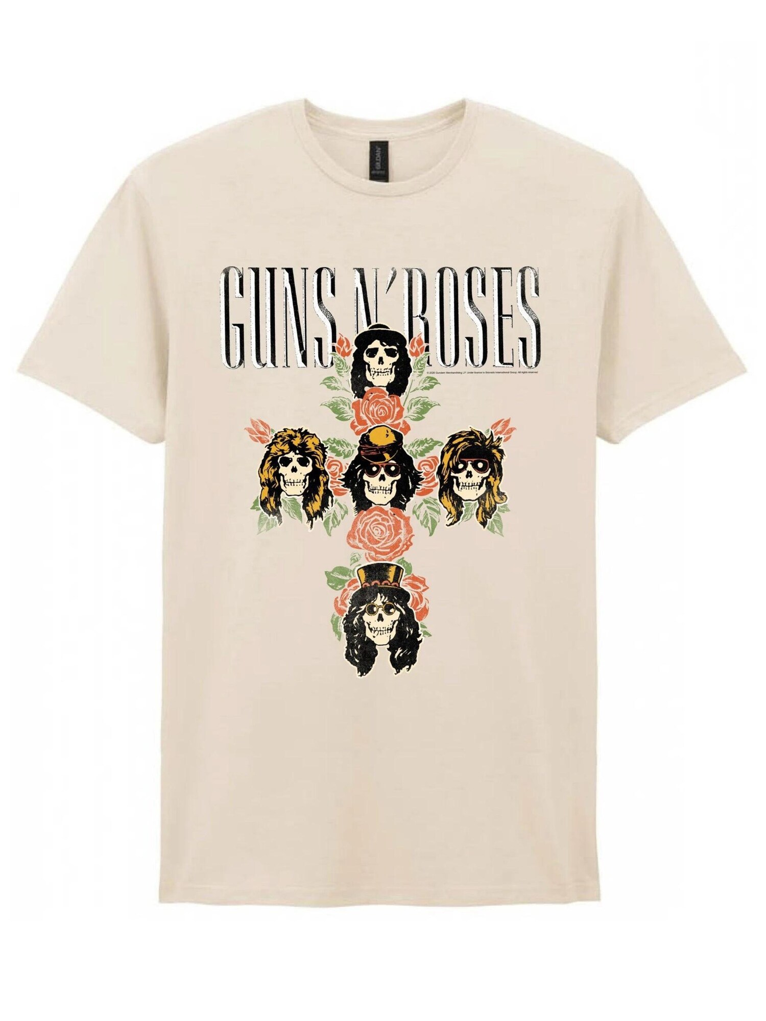 GUNS N' ROSES Maglietta 'Guns N´Roses Rose Cross T-Shirt' bianco naturale