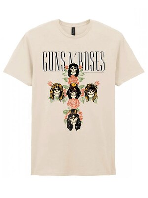 GUNS N' ROSES Camiseta 'Guns N´Roses Rose Cross T-Shirt'  blanco natural