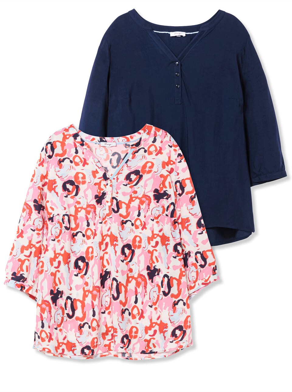 Blus mörkblå / orange / rosé
