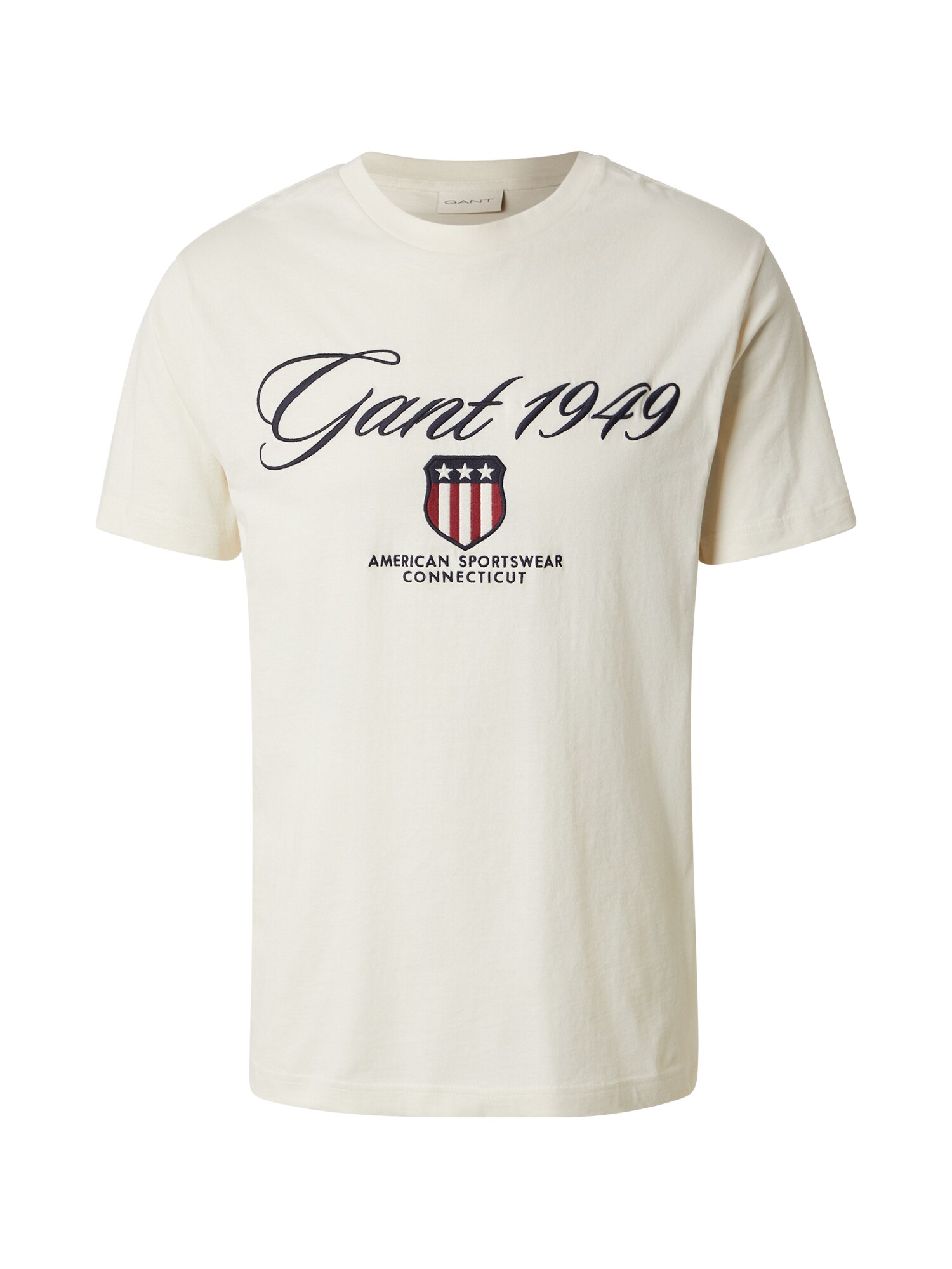 GANT Tricou  ecru / albastru marin / roşu închis