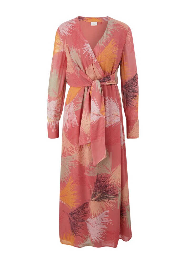 s.Oliver BLACK LABEL Kleid Damen Größe 34 taupe / apricot / schwarz / weiß Winterkleid