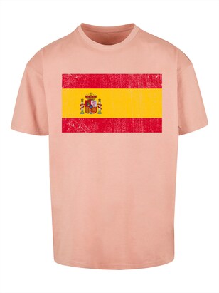 F4NT4STIC Shirt ‘Spain Spanien Flagge distressed’ Gemengde kleuren / Abrikoos