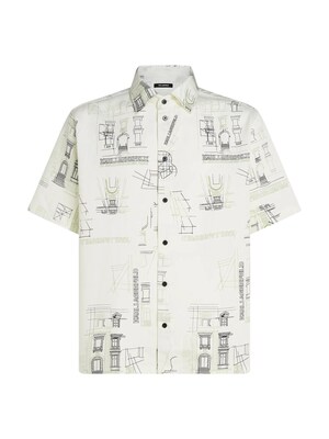 Karl Lagerfeld Camisa 'Maison de Karl'  crema / kiwi / negro
