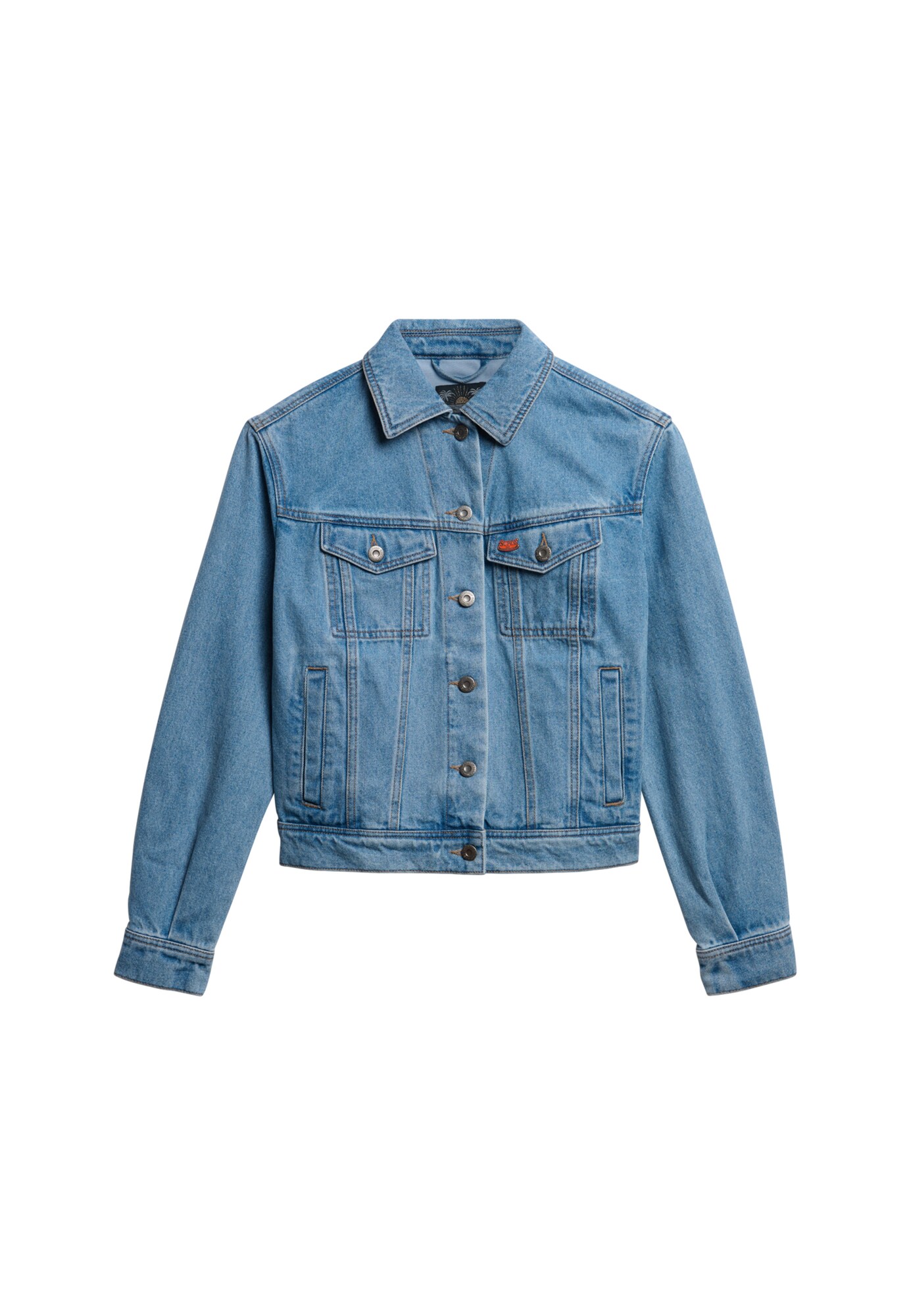 Superdry & Co Tussenjas Blauw Denim / Bruin / Lichtgroen / Zwart