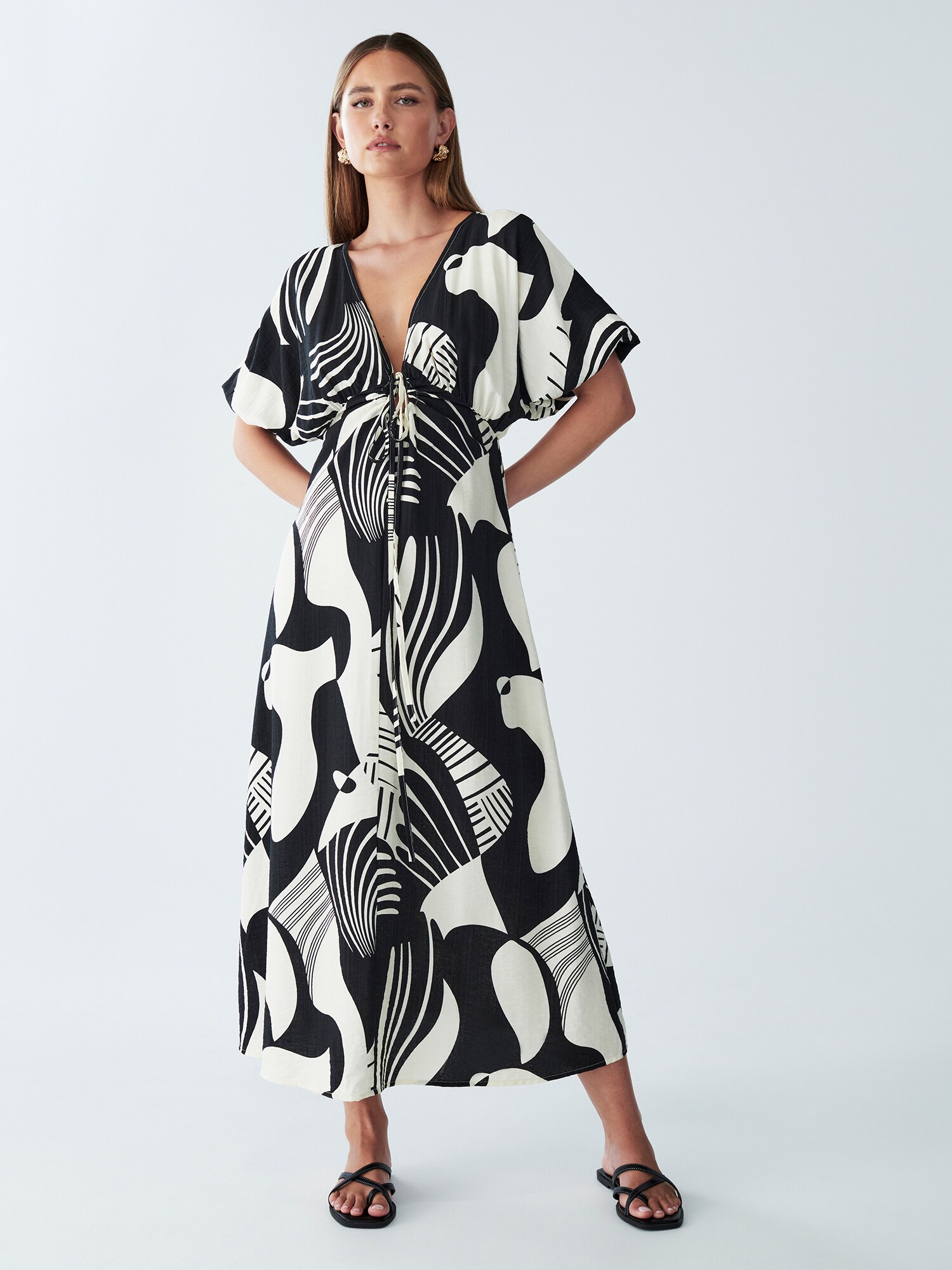 St MRLO Rochie de vară Blossom  negru / alb