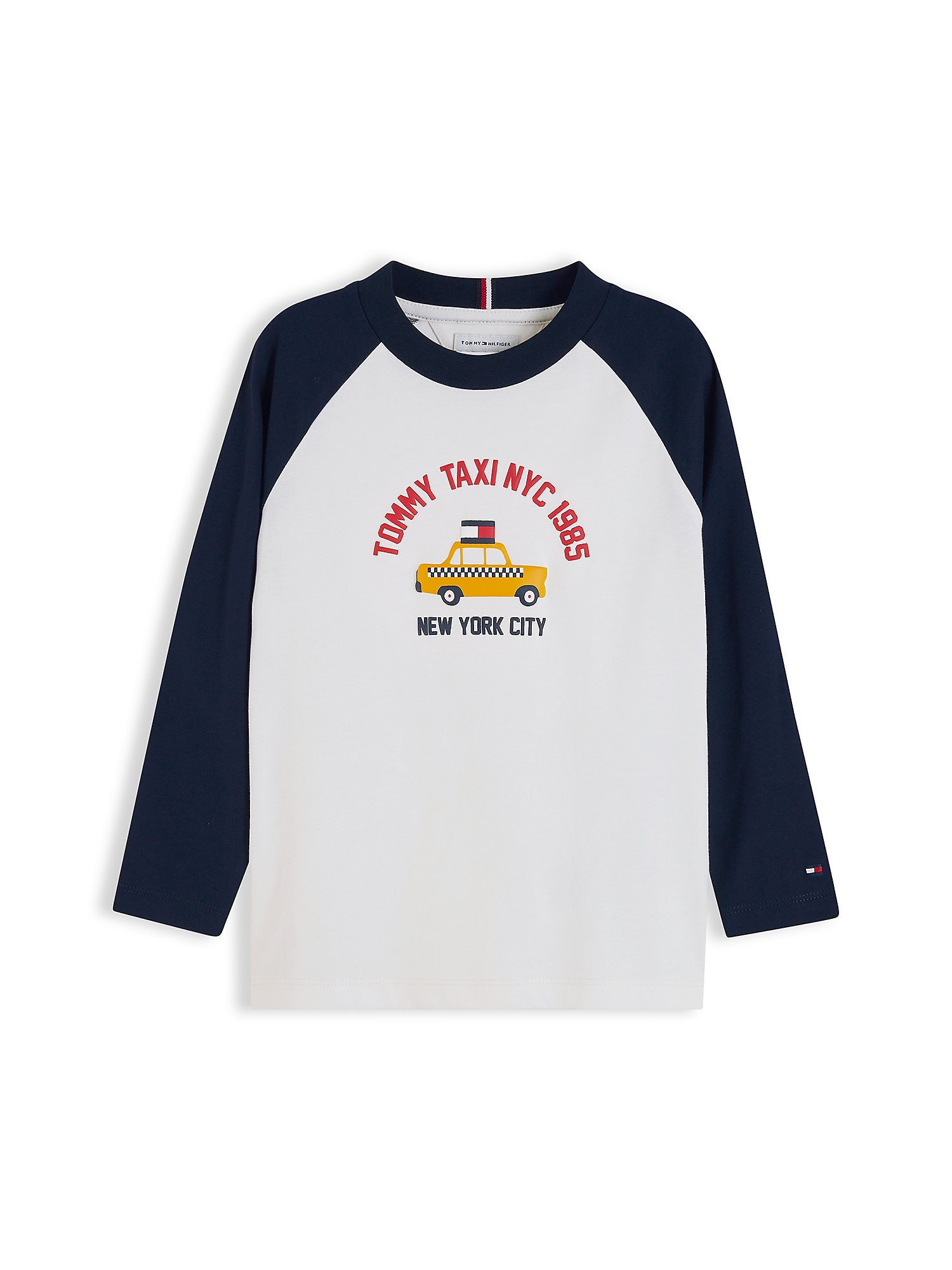 TOMMY HILFIGER Tricou albastru marin / galben / roși aprins / alb