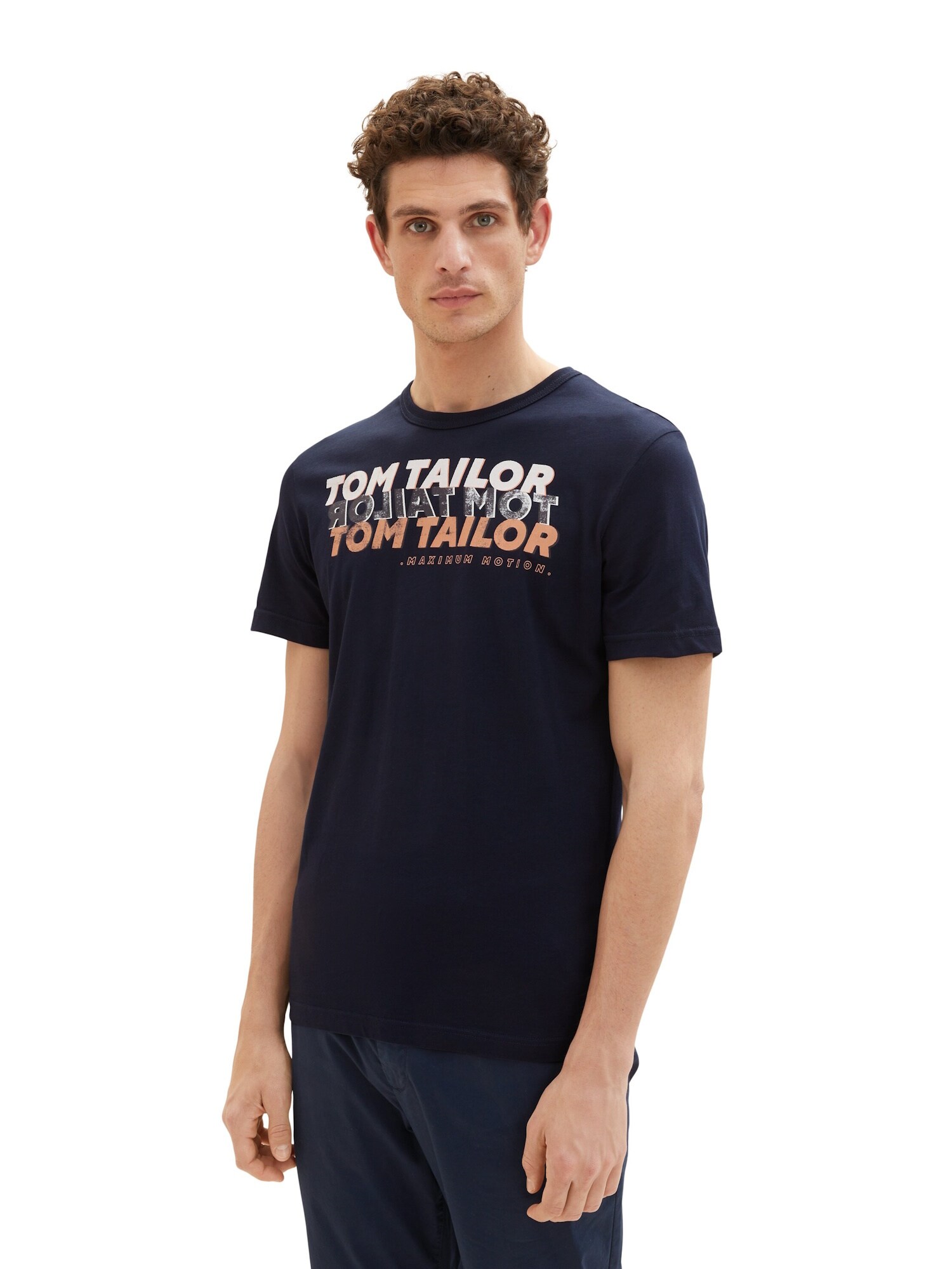 TOM TAILOR Tričko námornícka modrá / tmavosivá / oranžová / biela (obrázok 5)