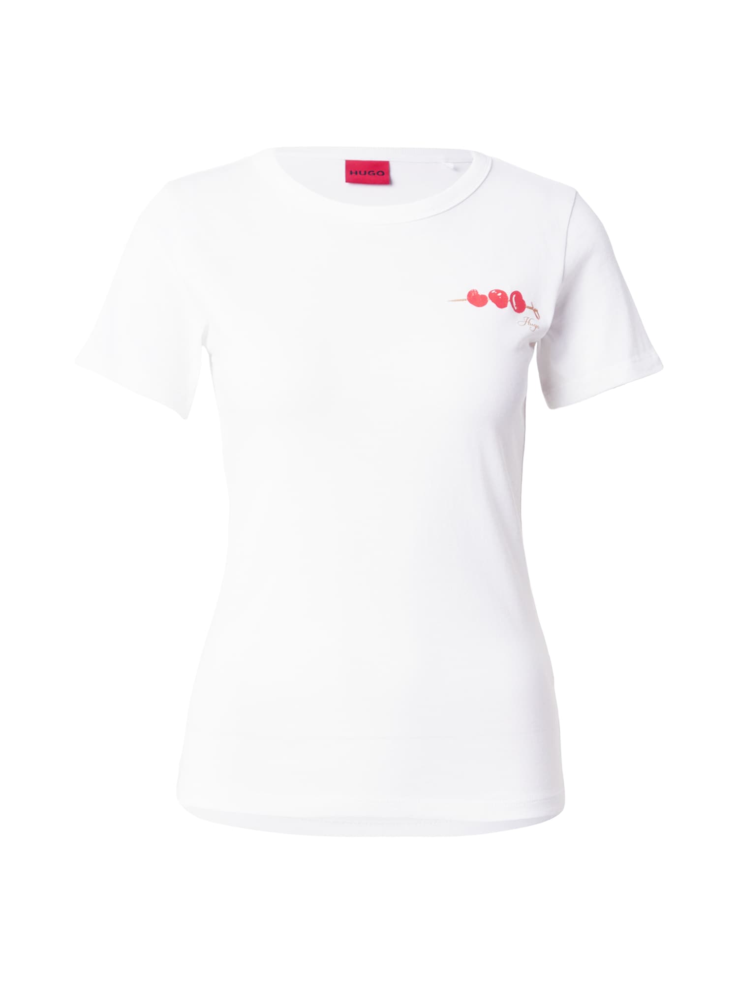 HUGO Tricou Deloris_6 maro cappuccino / roșu deschis / alb