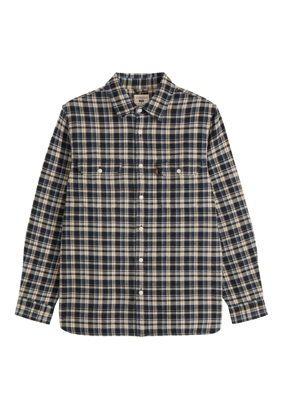 Skjorta 'JACKSONWORKER' beige / marinblå / ljusblå