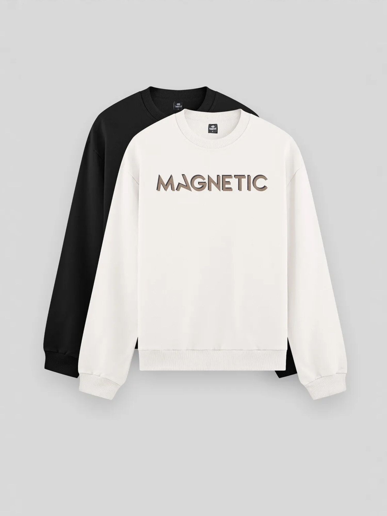 Tommy Life Sweater majica crna / bijela