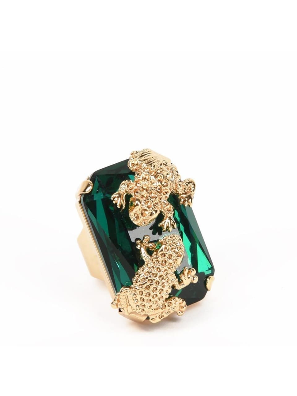 Ring 'Ines anello con cristallo Swarovski smeraldo & motivo rana'