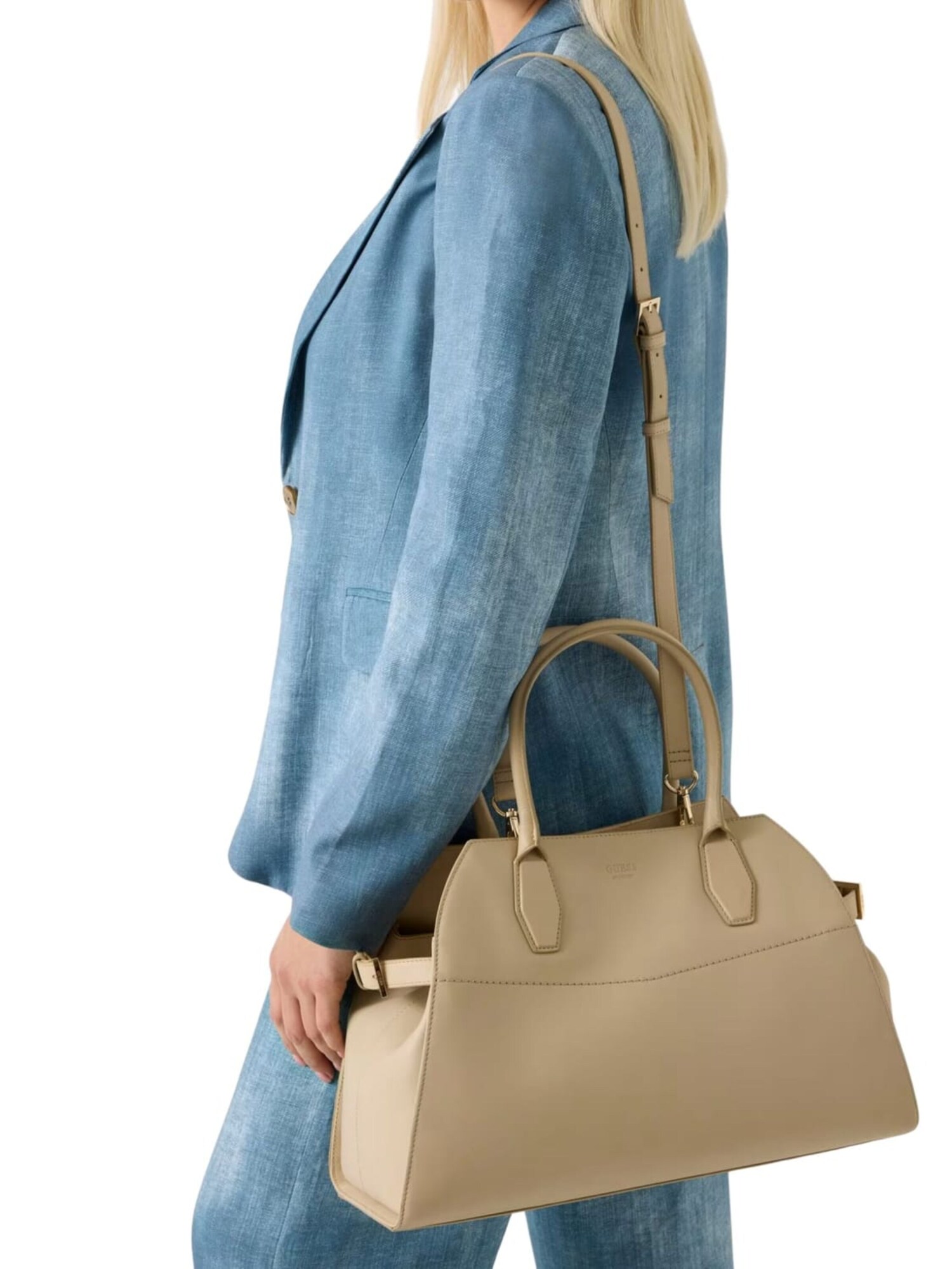 GUESS Bolso de hombro 'Guess Sac Bandoulière Yulia Small Satchel Sand' beige – imagen 6