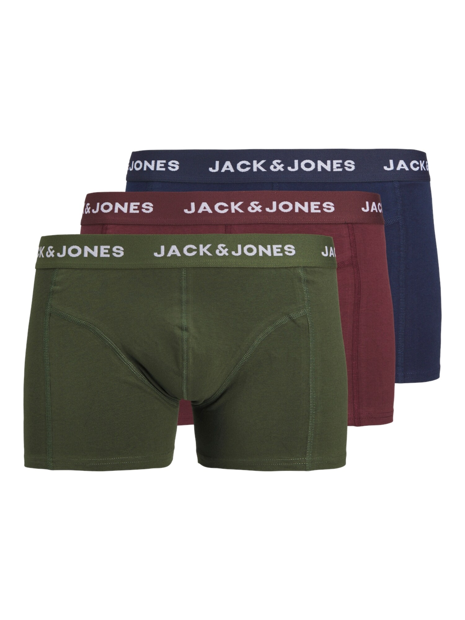 JACK & JONES Boxerky 'JACTEO'  námornícka modrá / olivová / tmavočervená / biela