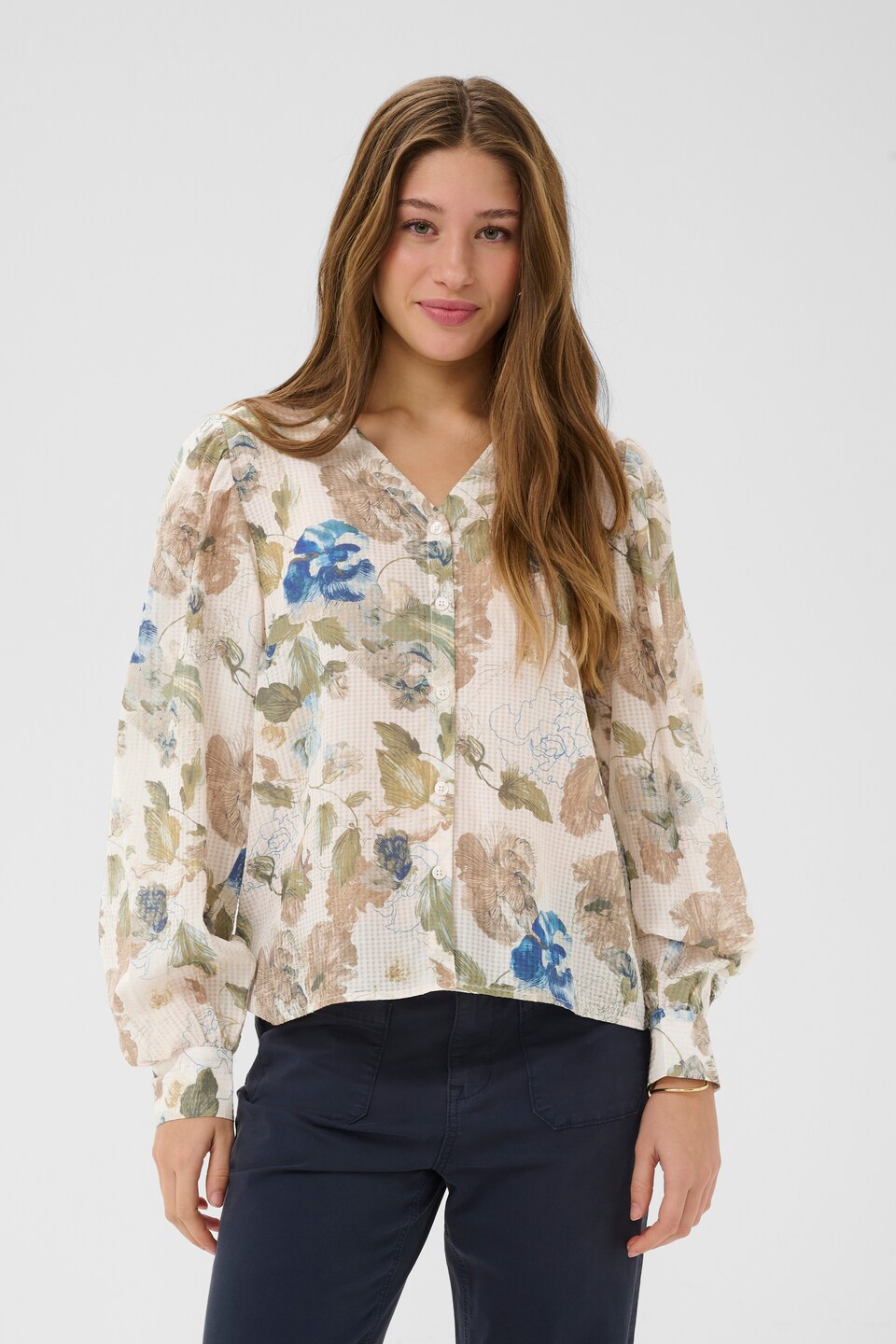 Blus 'CRLucia' beige / blå / brun