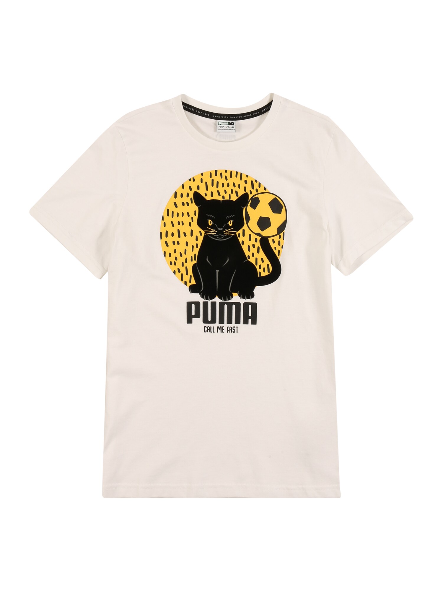 PUMA Marškinėliai 'Animals Suede'  balta / juoda / geltona