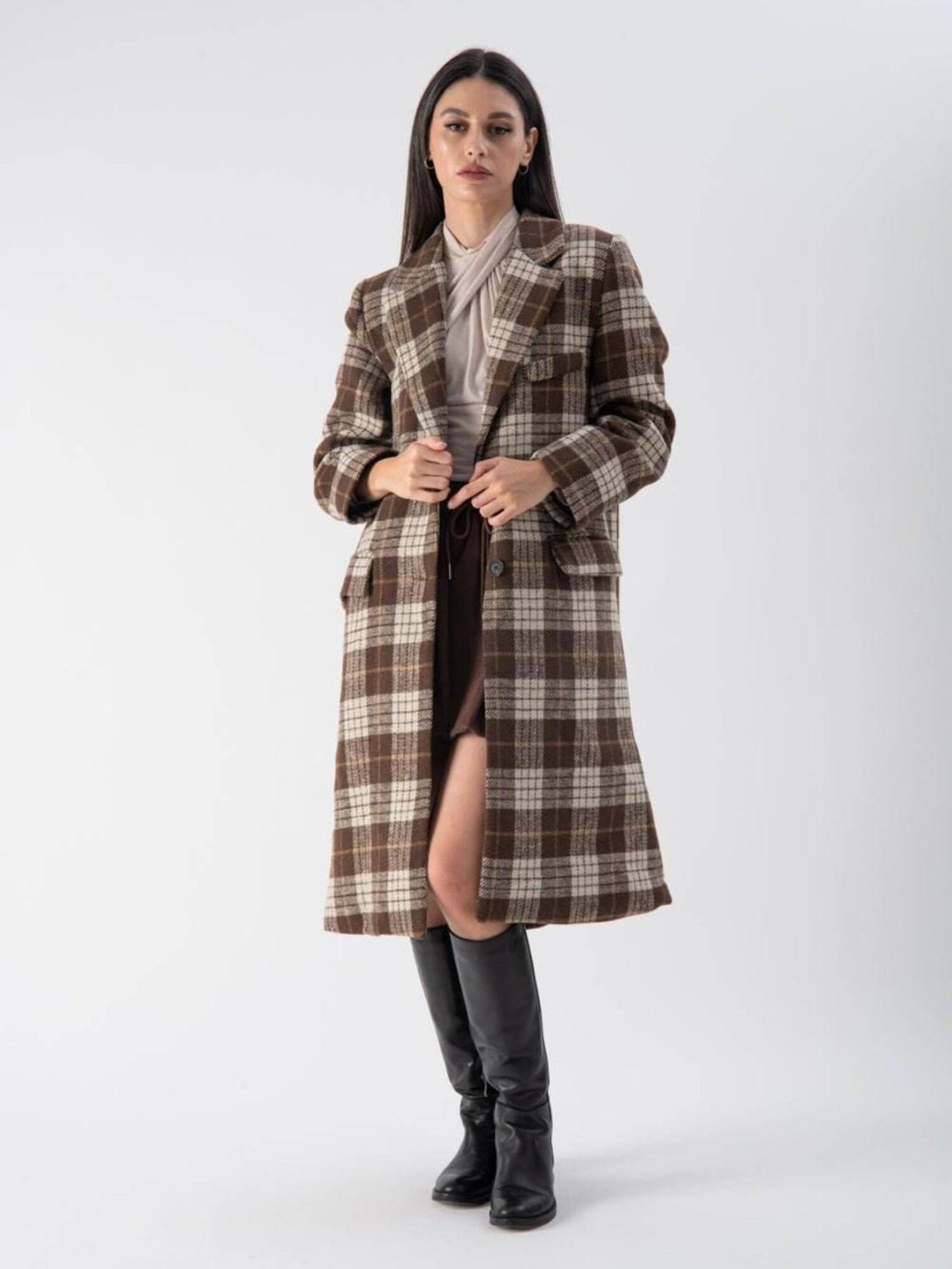 MND Cappotto invernale 'Quadro'  marrone
