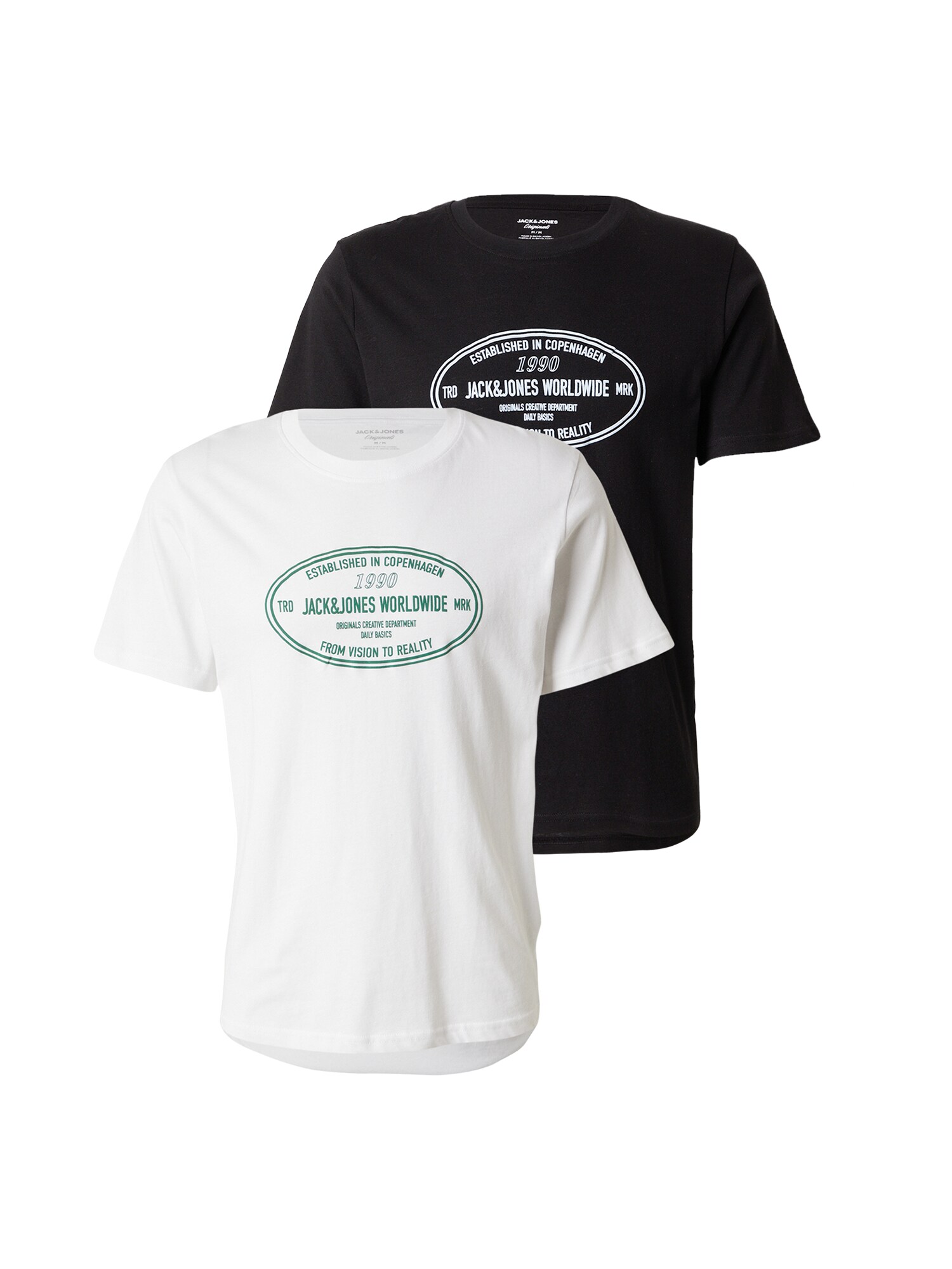 JACK & JONES Tricou JORYORK  negru / alb