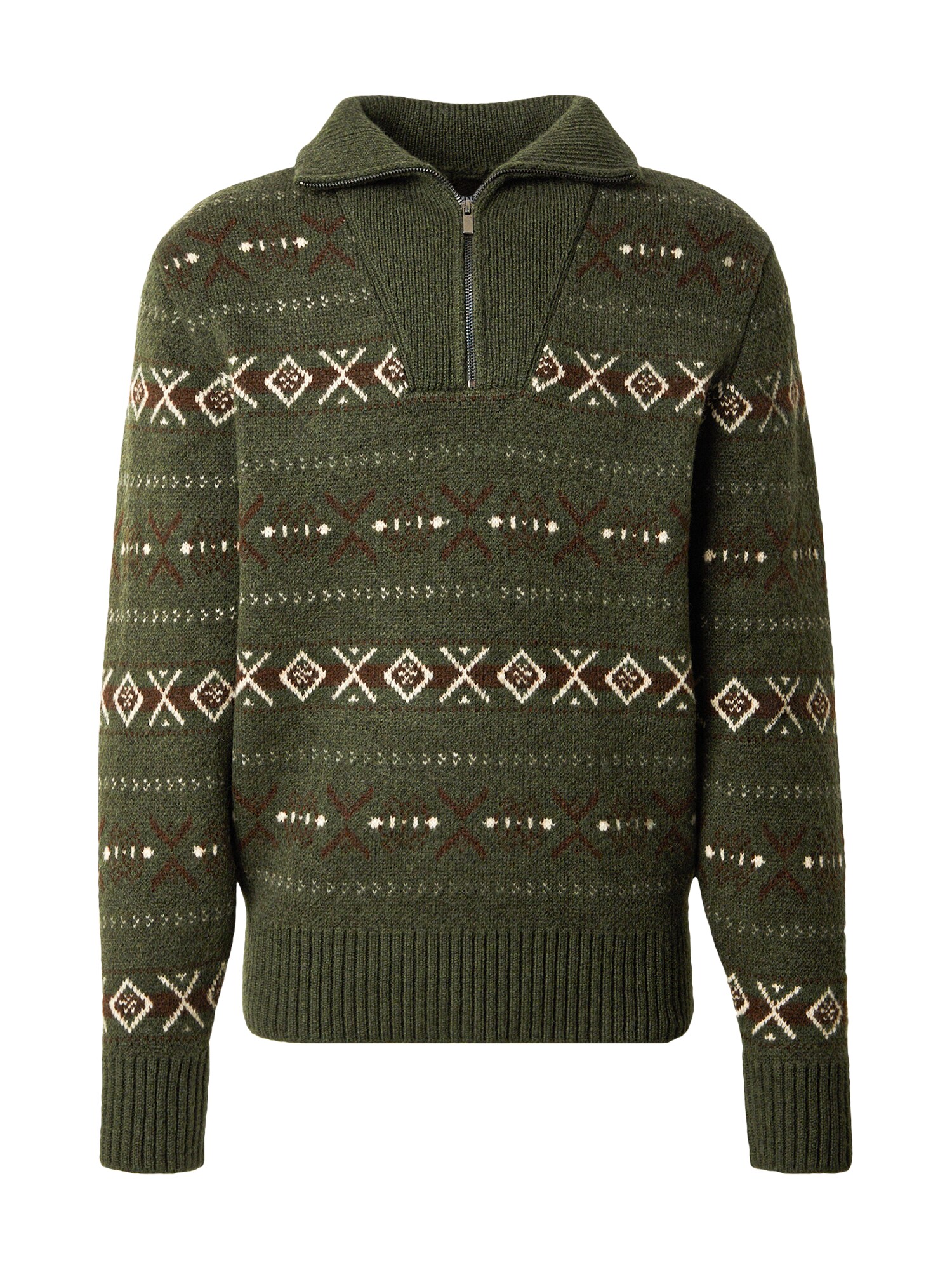 MUSTANG Pulover Eastvale  maro / kaki / alb