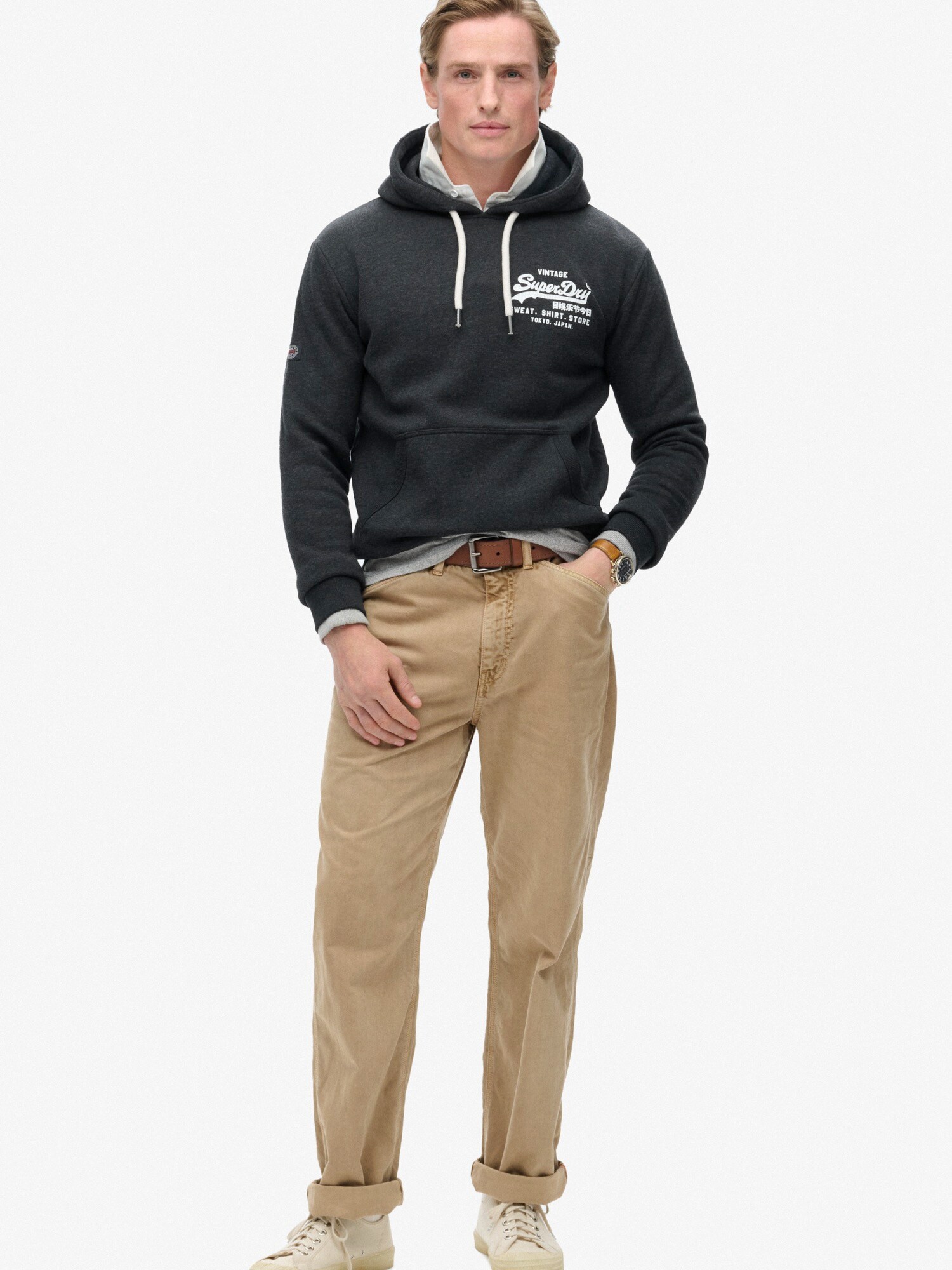 Superdry & Co Mikina 'CLASSIC' antracitová / biela (obrázok 3)