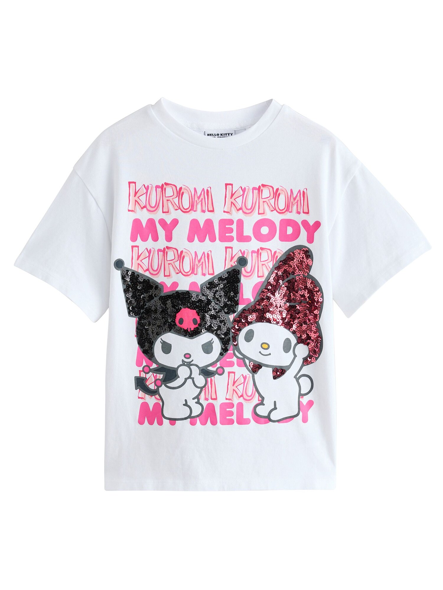 Next Póló 'Kuromi & Melody'  rózsaszín / magenta / fekete / fehér akciós termékkép 1
