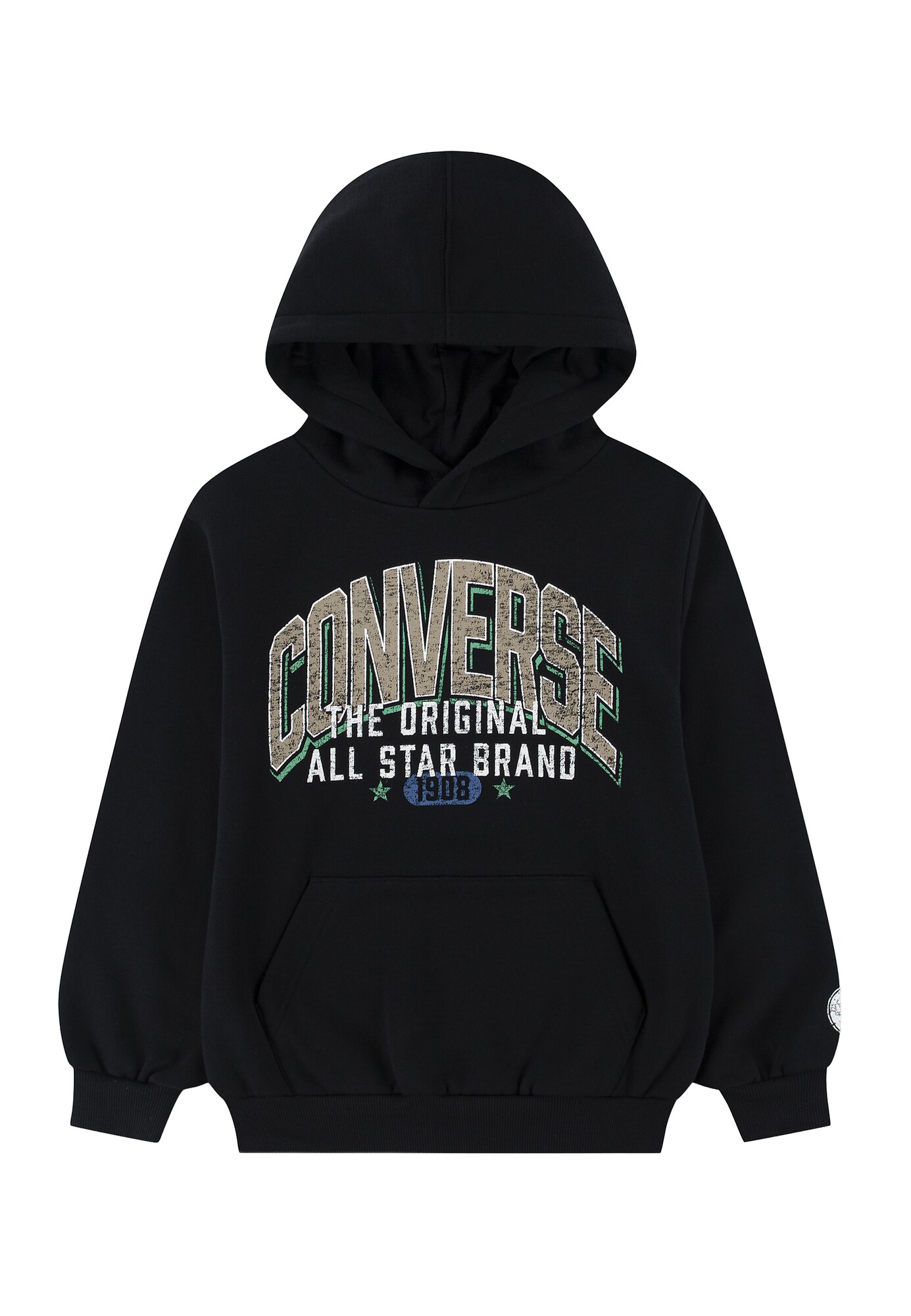CONVERSE Bluză de molton VARCITY brocart / verde limetă / negru / alb
