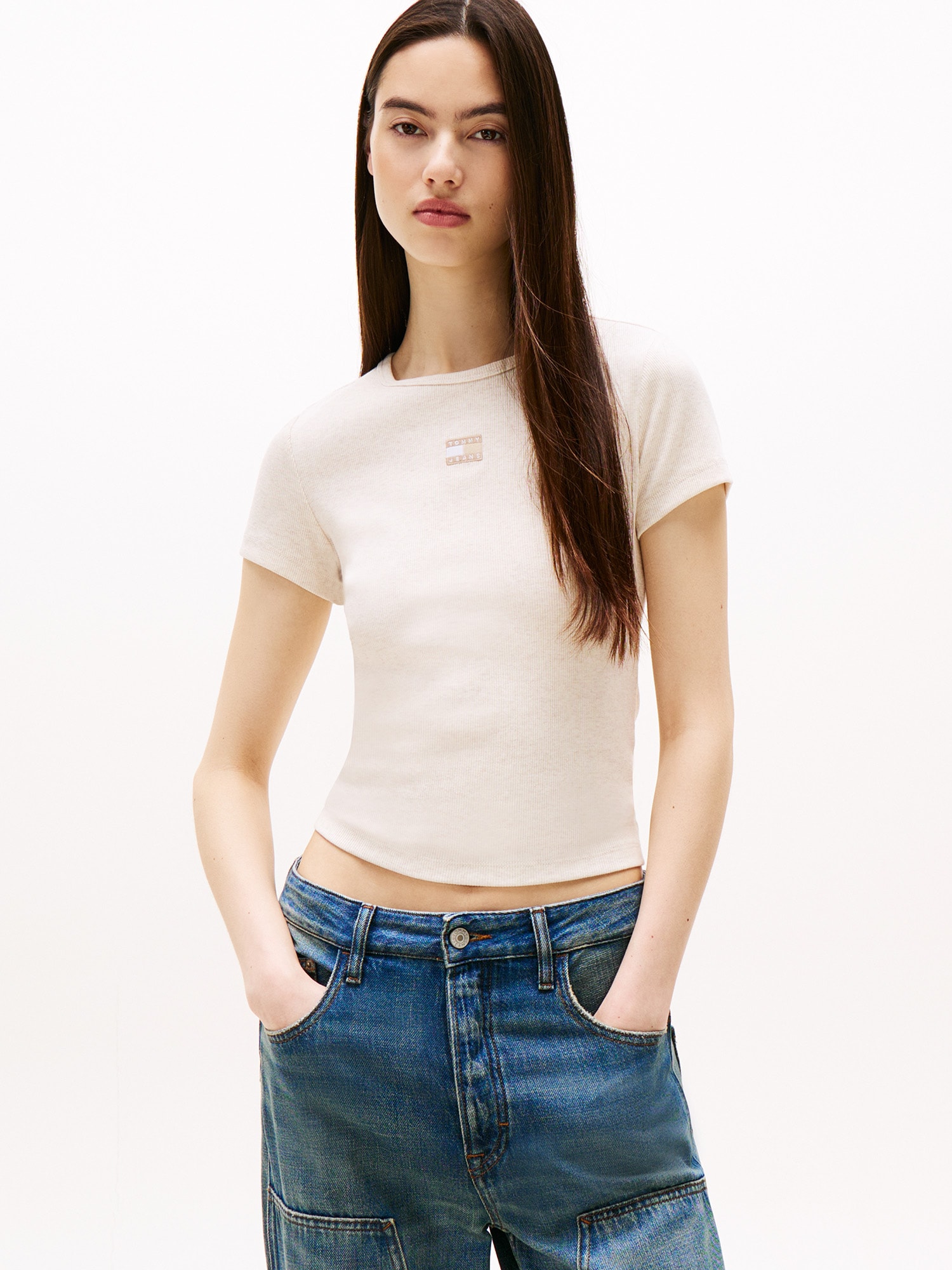 Tommy Jeans Póló  testszínű / homok / fehér termék 2. képe