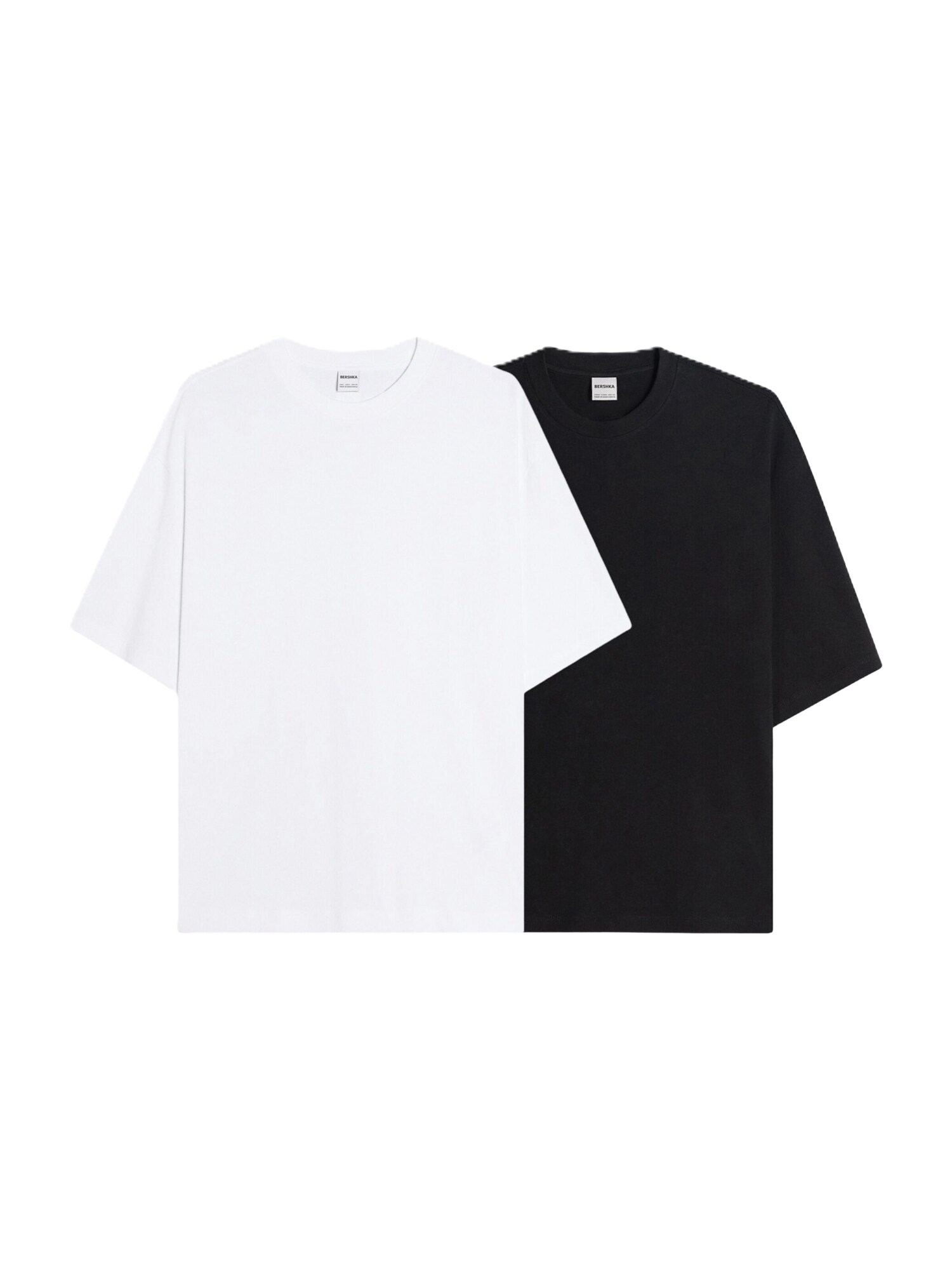 Bershka Majica  črna / bela