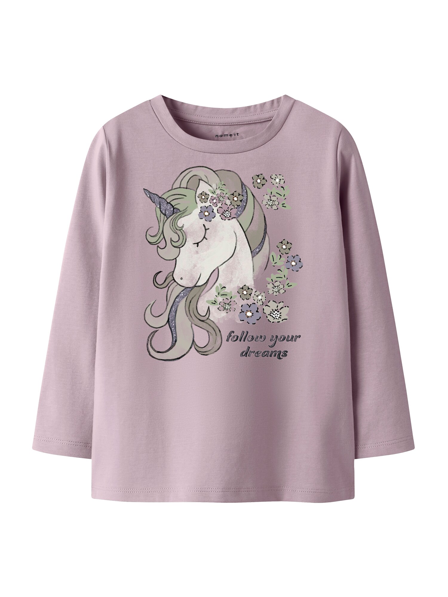 NAME IT Tricou NMFTULINEA  crem / gri argintiu / verde deschis / rosé