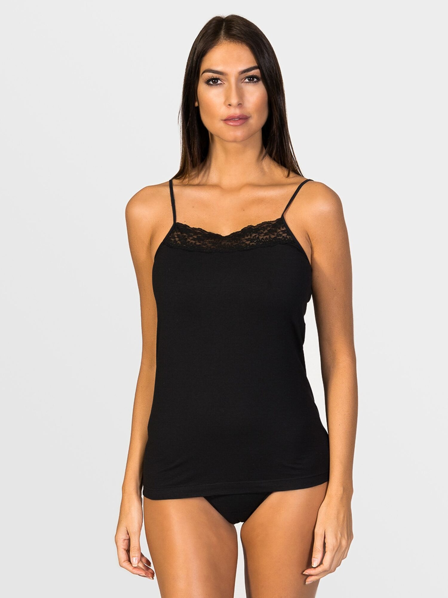 zd ZERO DEFECTS Camiseta térmica 'Afrodita Lace straight neck Soy fiber'  negro