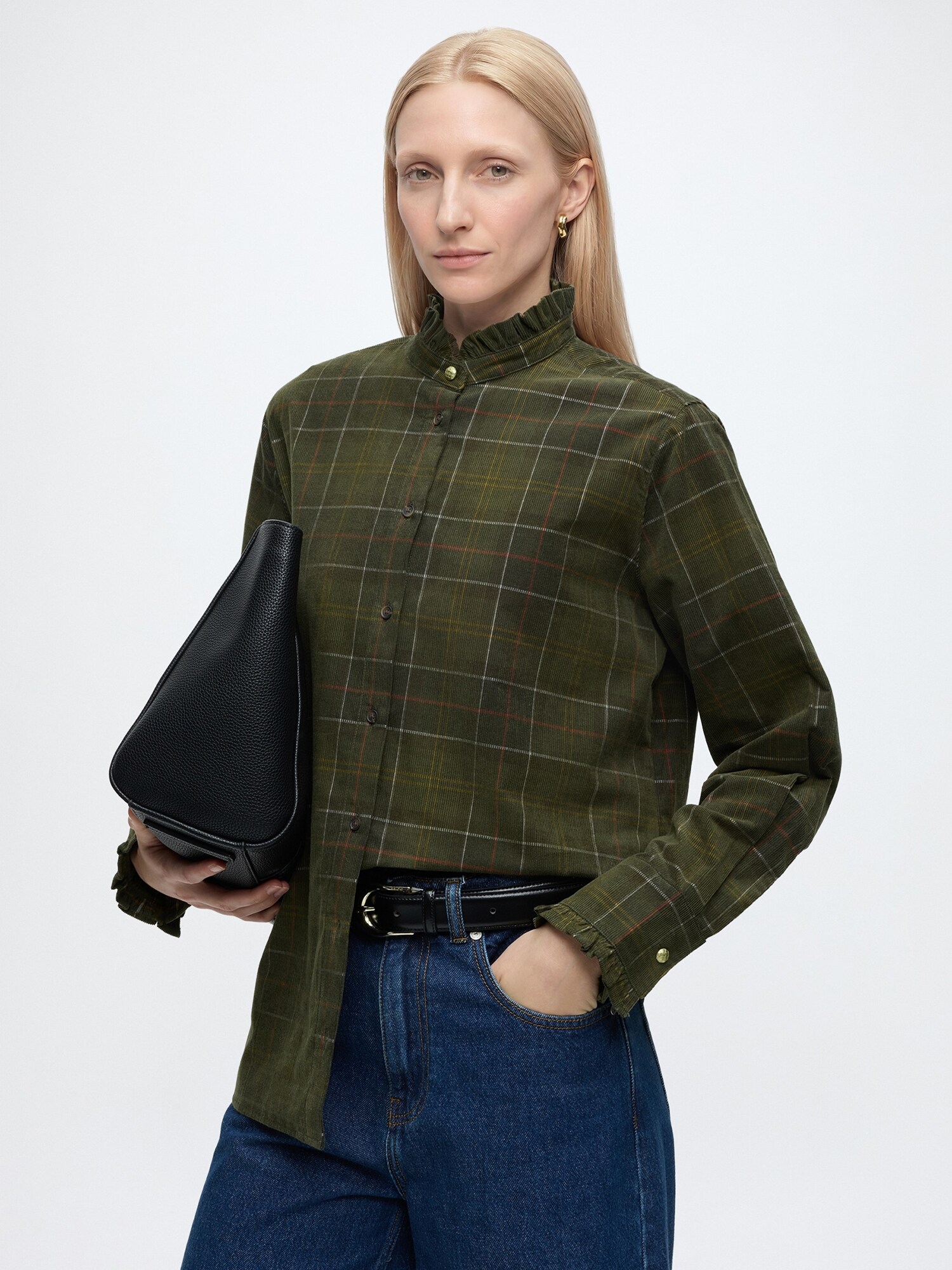 Barbour Blusa 'Barbour Shae' verde oscuro / rojizo / blanco – imagen 2