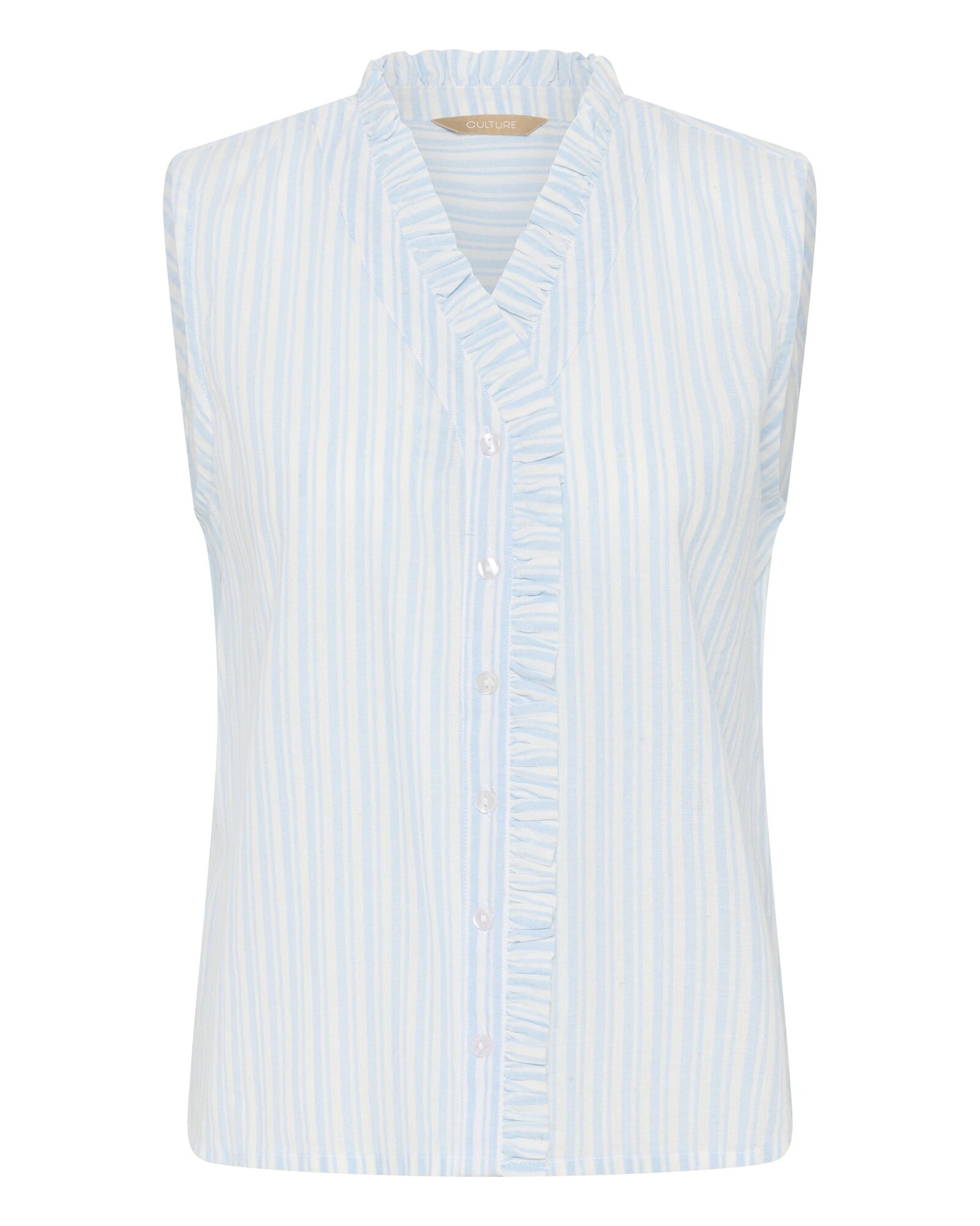 CULTURE Blusa 'CUJilana'  azul ahumado / blanco