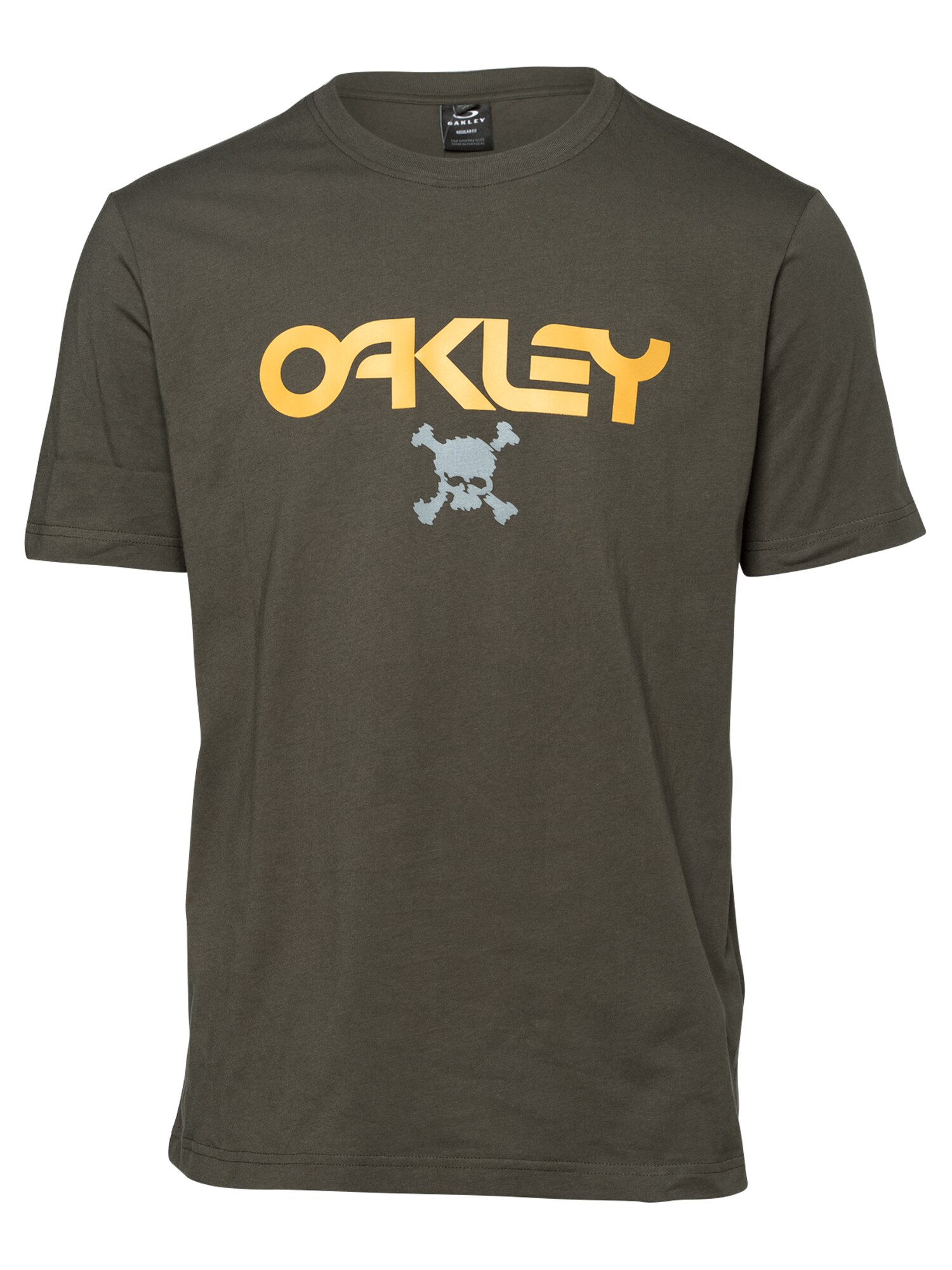 OAKLEY Sportiniai marškinėliai  rusvai žalia / oranžinė / tamsiai pilka