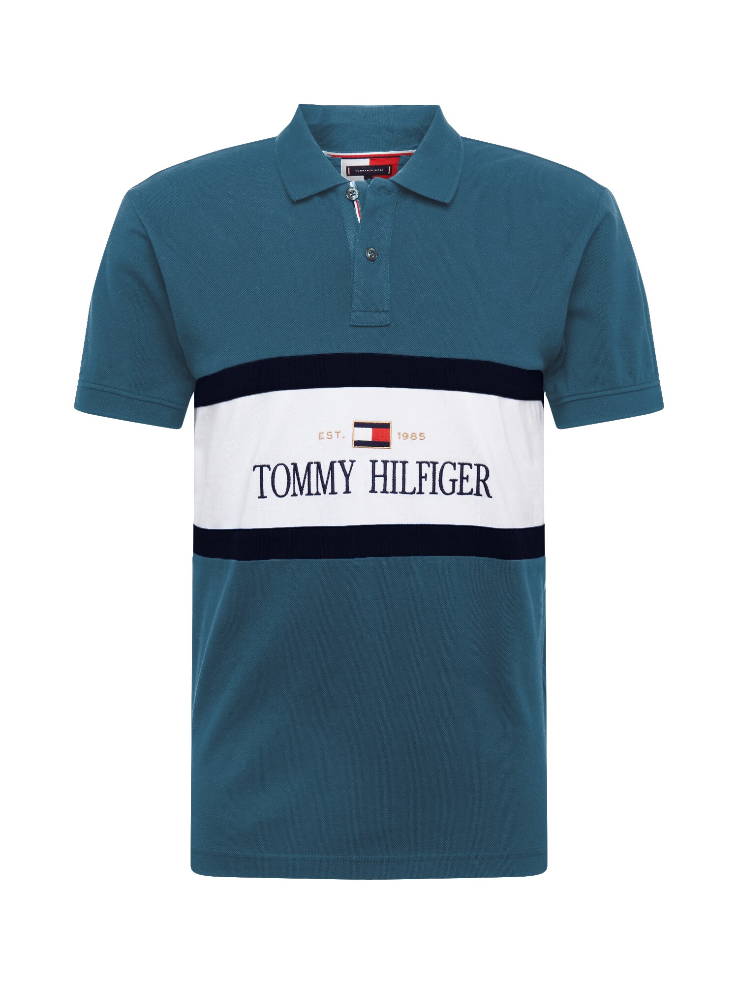 TOMMY HILFIGER Marškinėliai  pastelinė mėlyna / balta / tamsiai mėlyna
